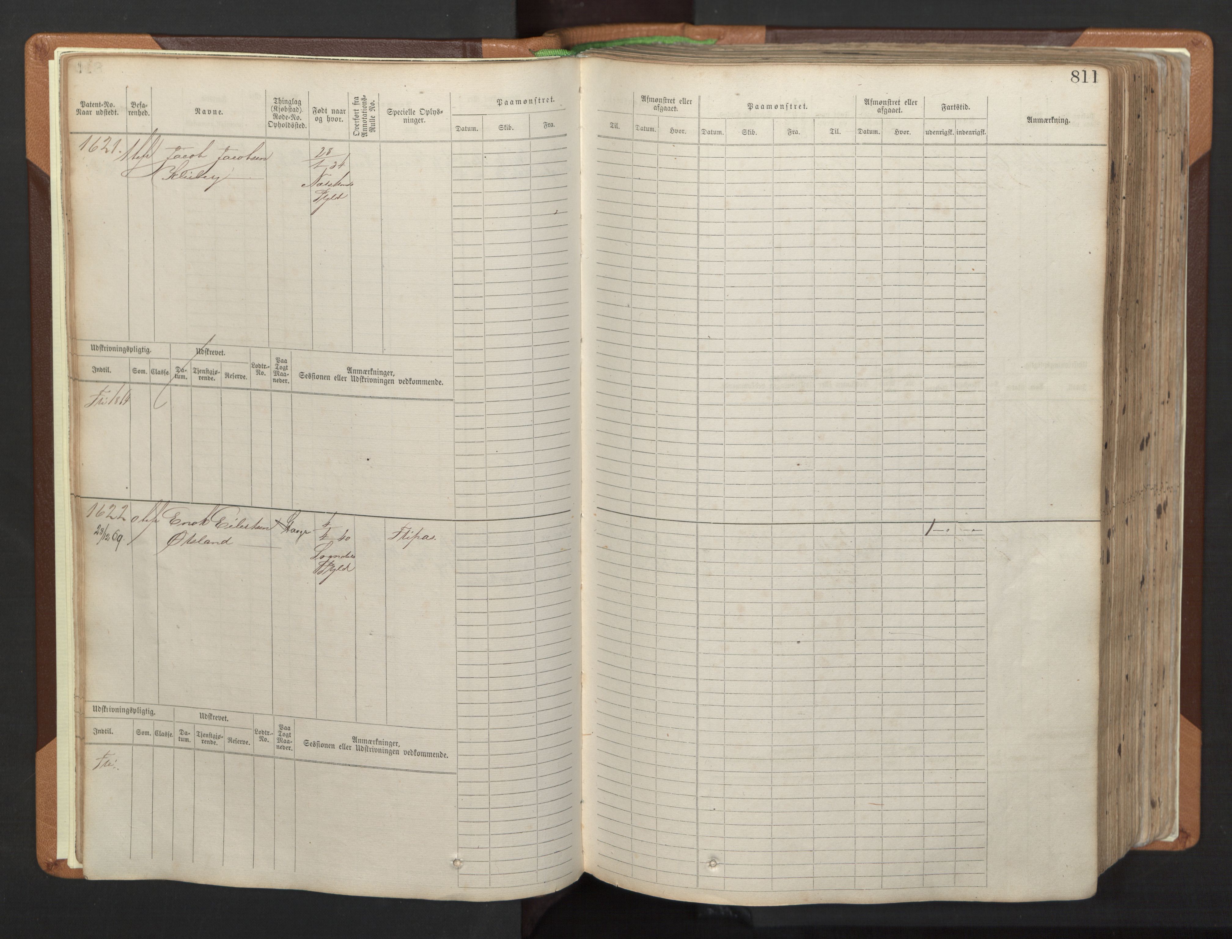 Stavanger sjømannskontor, AV/SAST-A-102006/F/Fb/Fbb/L0006: Sjøfartshovedrulle, patentnr. 1607-2402 (del 3), 1869-1880, p. 10