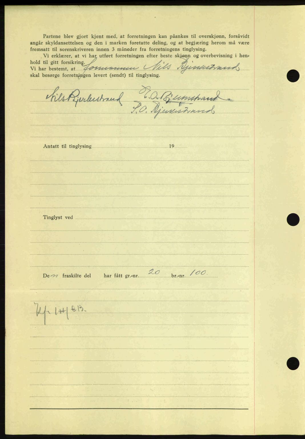 Nordmøre sorenskriveri, SAT/A-4132/1/2/2Ca: Mortgage book no. A90, 1941-1941, Diary no: : 1369/1941