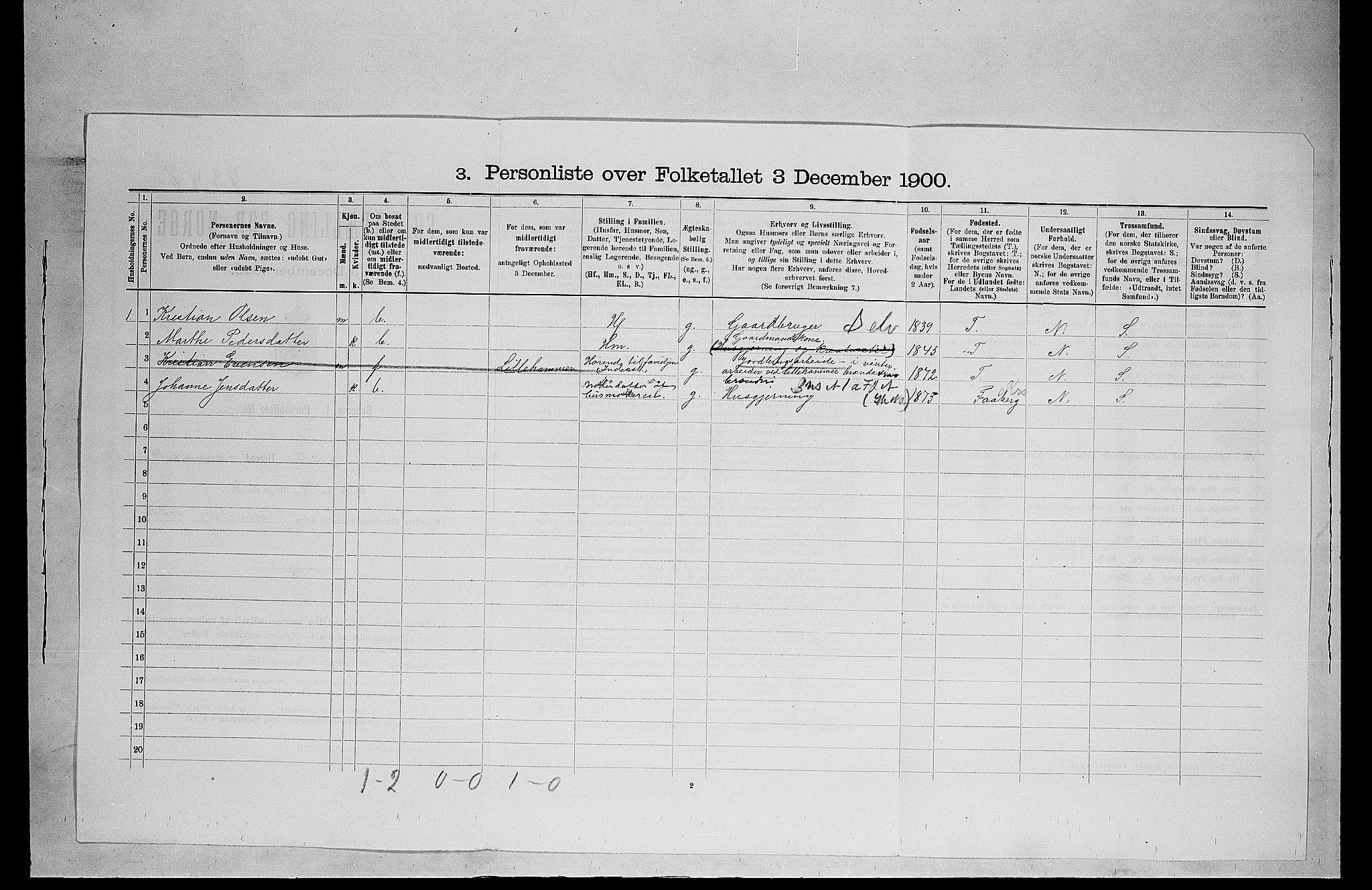 SAH, 1900 census for Ringsaker, 1900, p. 285