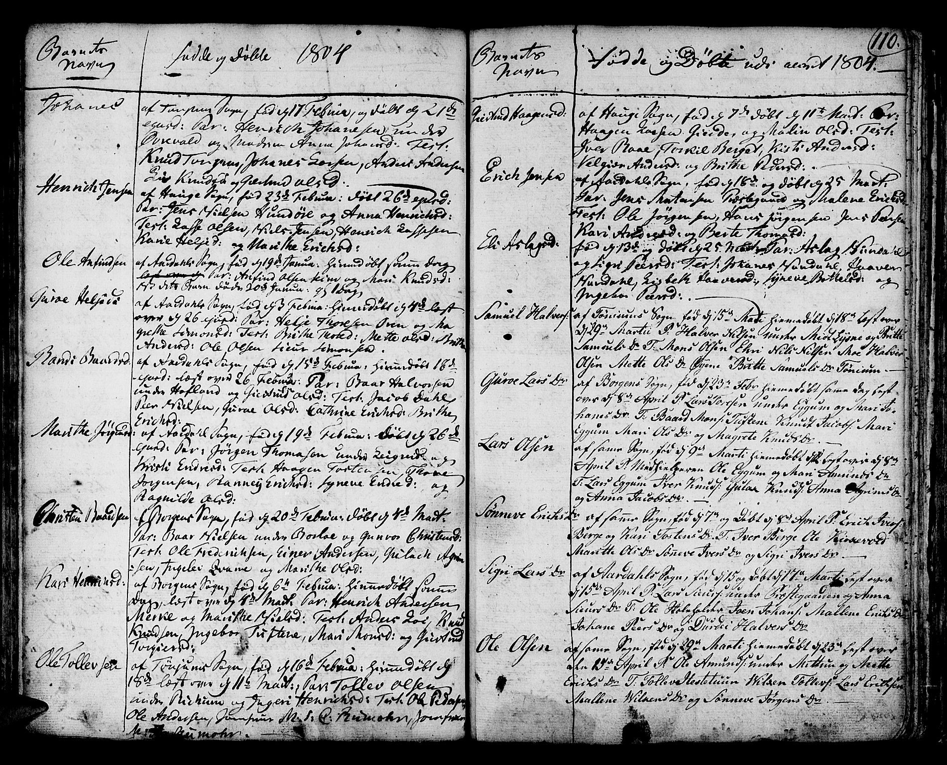 Lærdal sokneprestembete, SAB/A-81201: Parish register (official) no. A 3, 1783-1804, p. 110