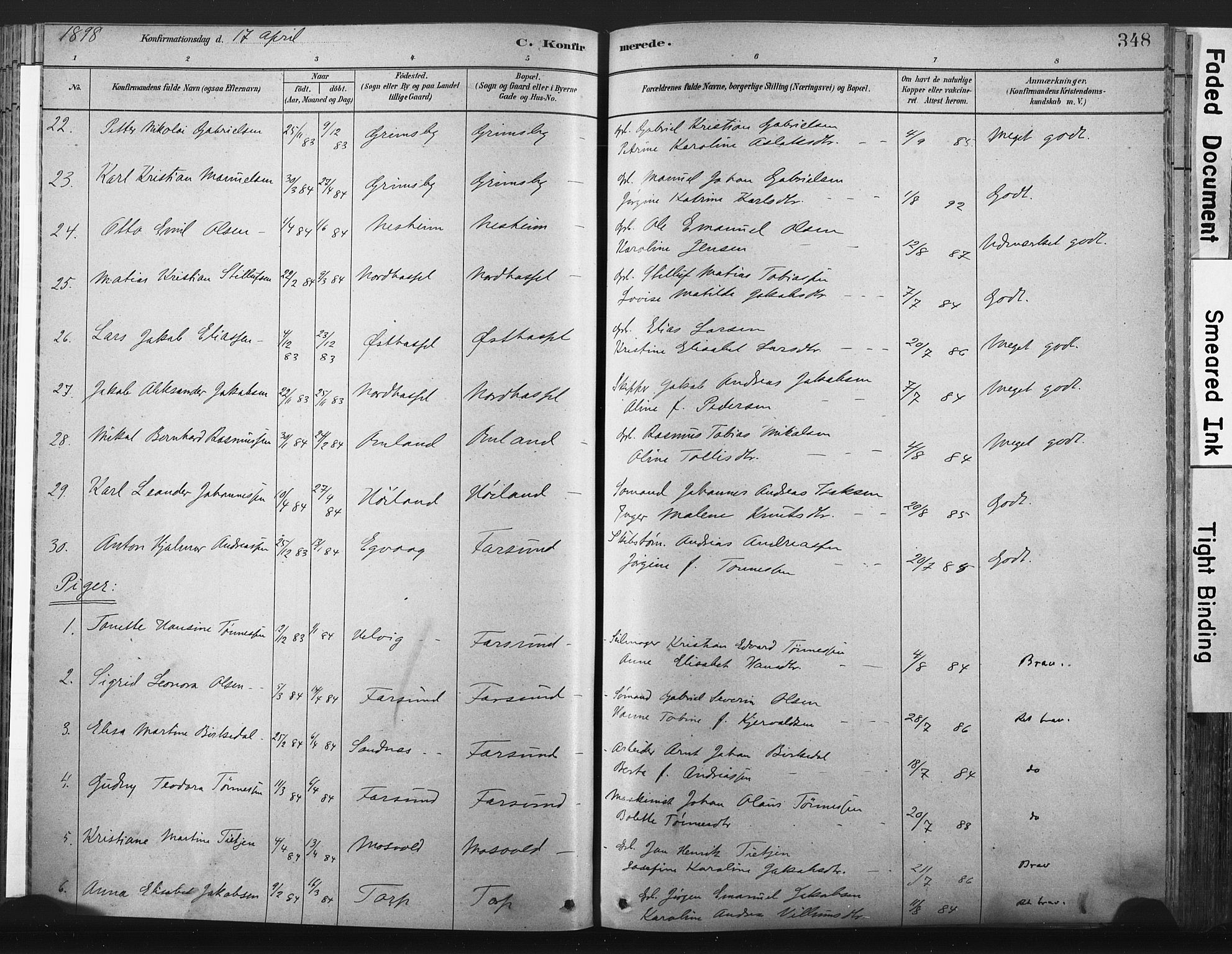 Lista sokneprestkontor, AV/SAK-1111-0027/F/Fa/L0012: Parish register (official) no. A 12, 1879-1903, p. 348