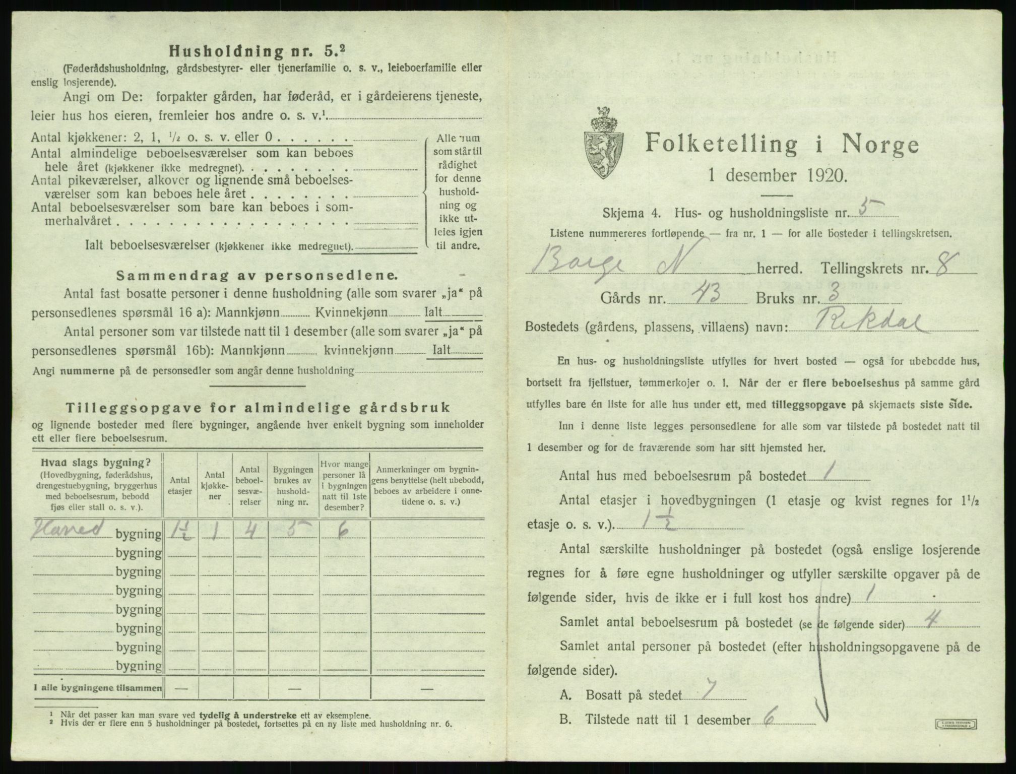 SAT, 1920 census for Borge, 1920, p. 931