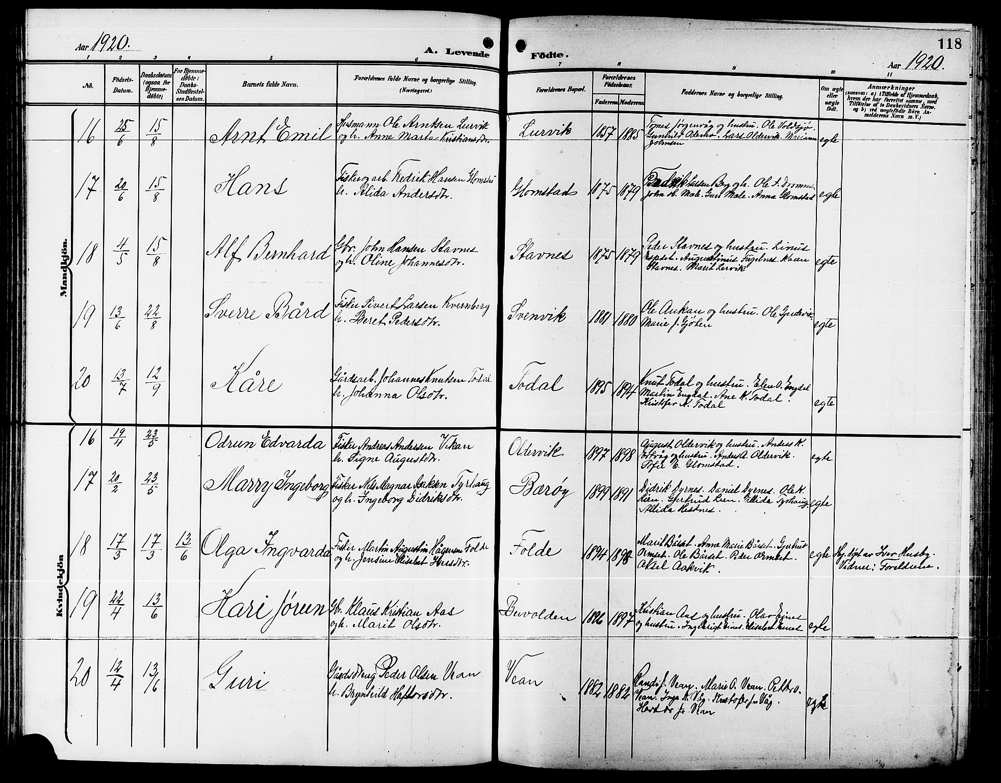 Ministerialprotokoller, klokkerbøker og fødselsregistre - Møre og Romsdal, AV/SAT-A-1454/578/L0910: Parish register (copy) no. 578C03, 1900-1921, p. 118