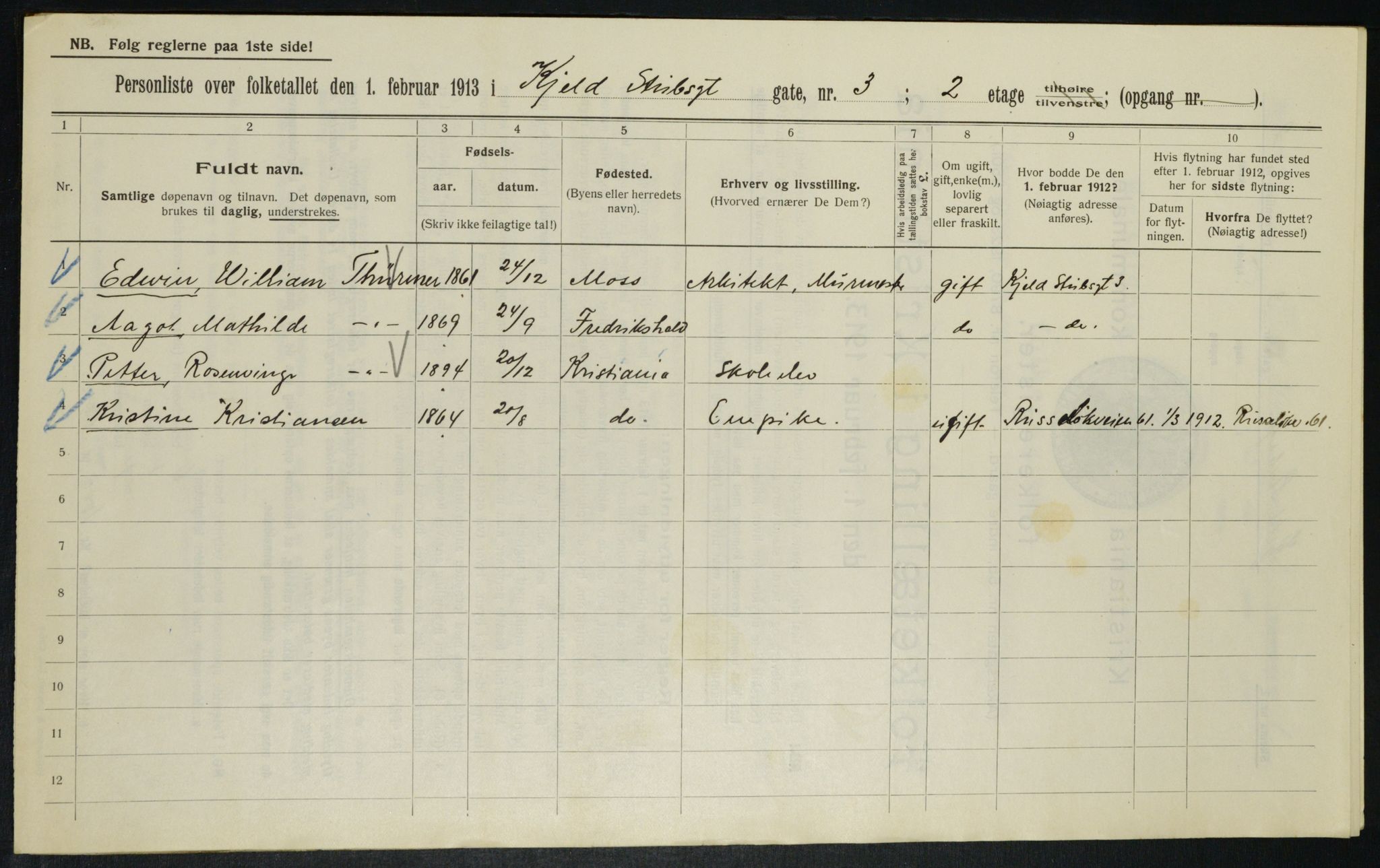 OBA, Municipal Census 1913 for Kristiania, 1913, p. 51222