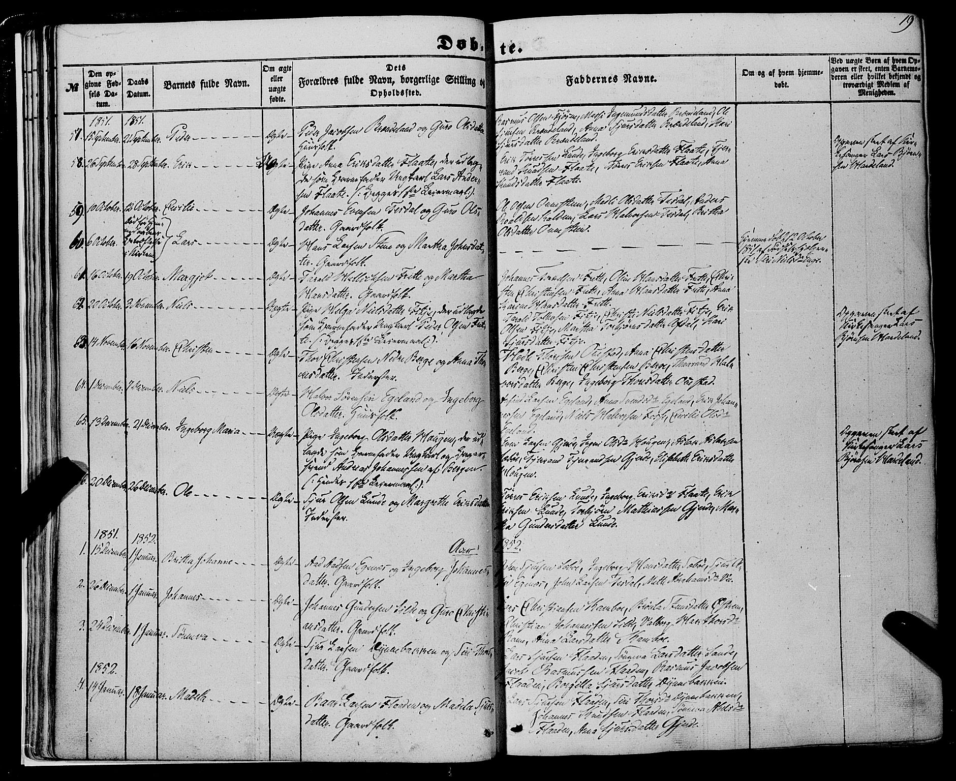 Etne sokneprestembete, SAB/A-75001/H/Haa: Parish register (official) no. A 8, 1848-1862, p. 19