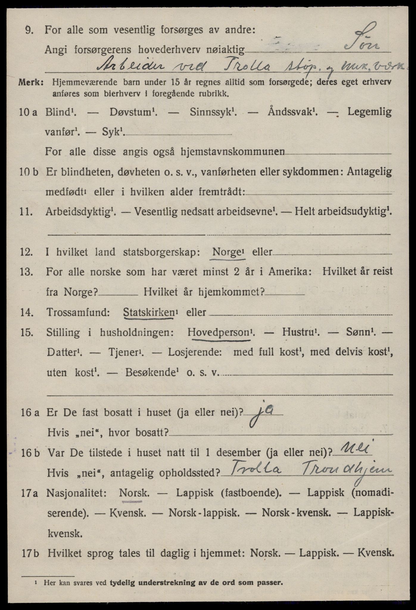 SAT, 1920 census for Byneset, 1920, p. 3841