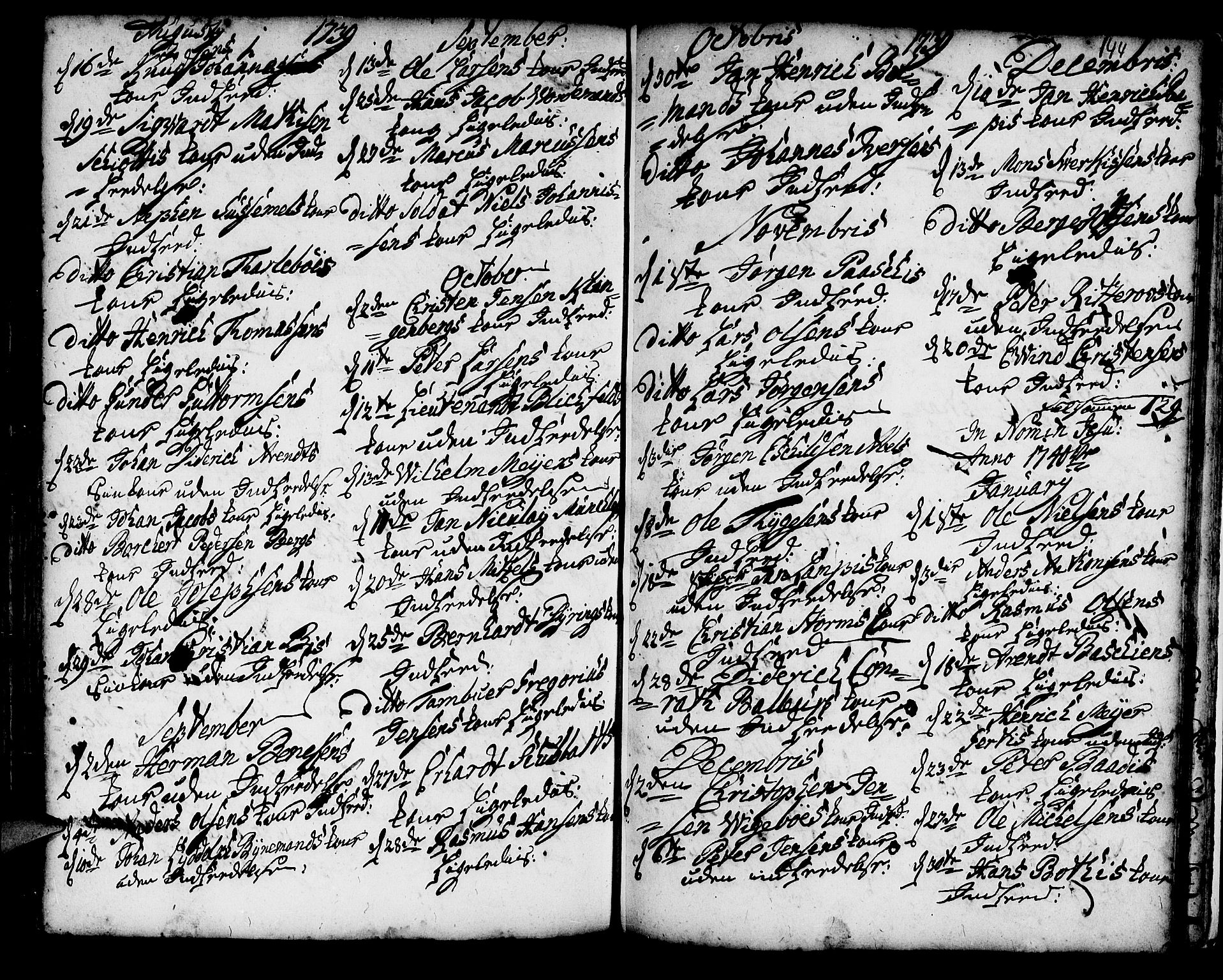 Korskirken sokneprestembete, AV/SAB-A-76101/H/Haa/L0008: Parish register (official) no. A 8, 1698-1747, p. 144