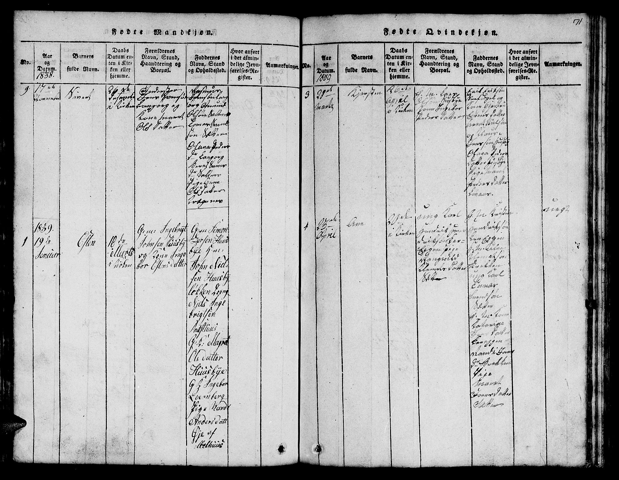 Ministerialprotokoller, klokkerbøker og fødselsregistre - Sør-Trøndelag, SAT/A-1456/666/L0788: Parish register (copy) no. 666C01, 1816-1847, p. 71