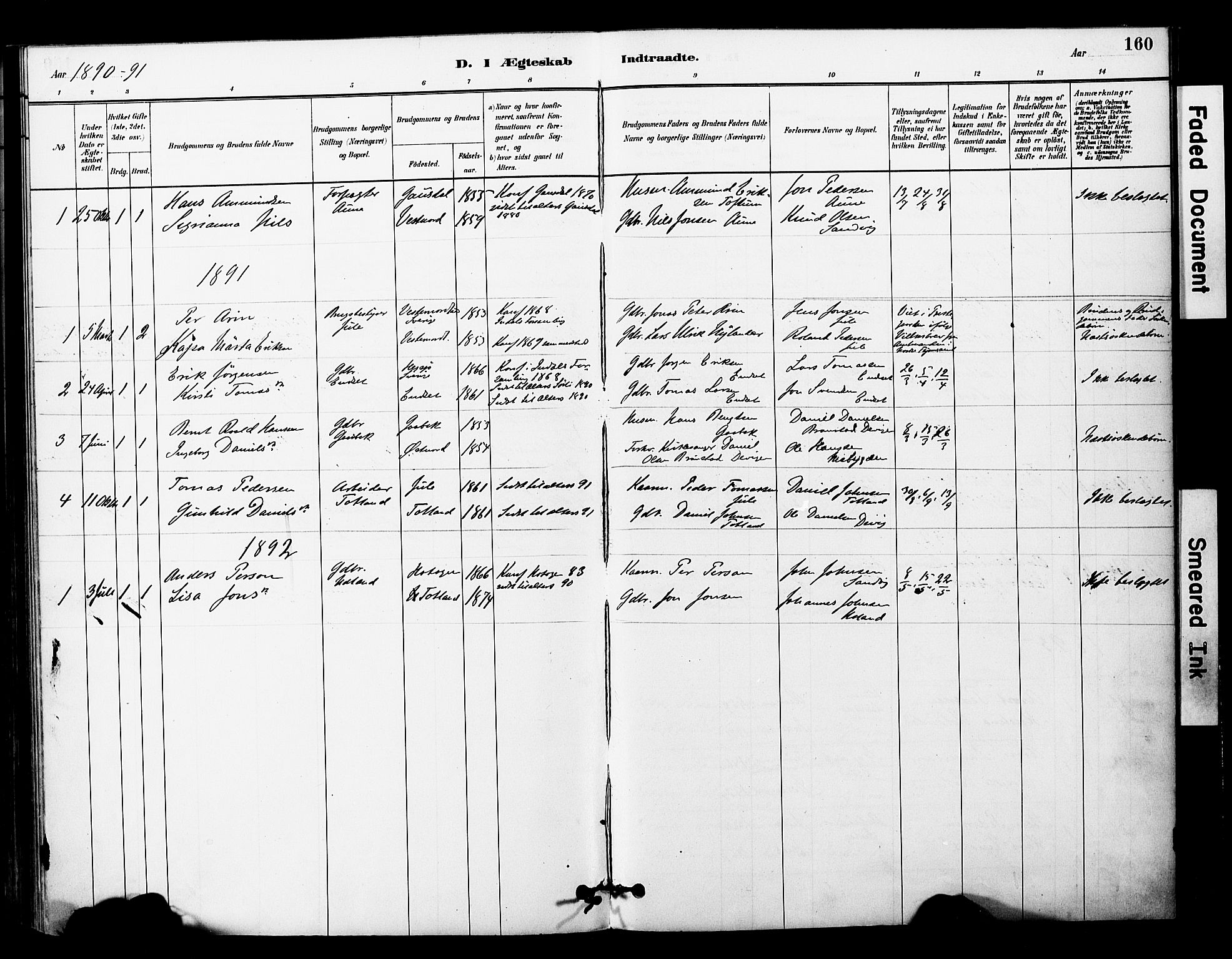 Ministerialprotokoller, klokkerbøker og fødselsregistre - Nord-Trøndelag, SAT/A-1458/757/L0505: Parish register (official) no. 757A01, 1882-1904, p. 160