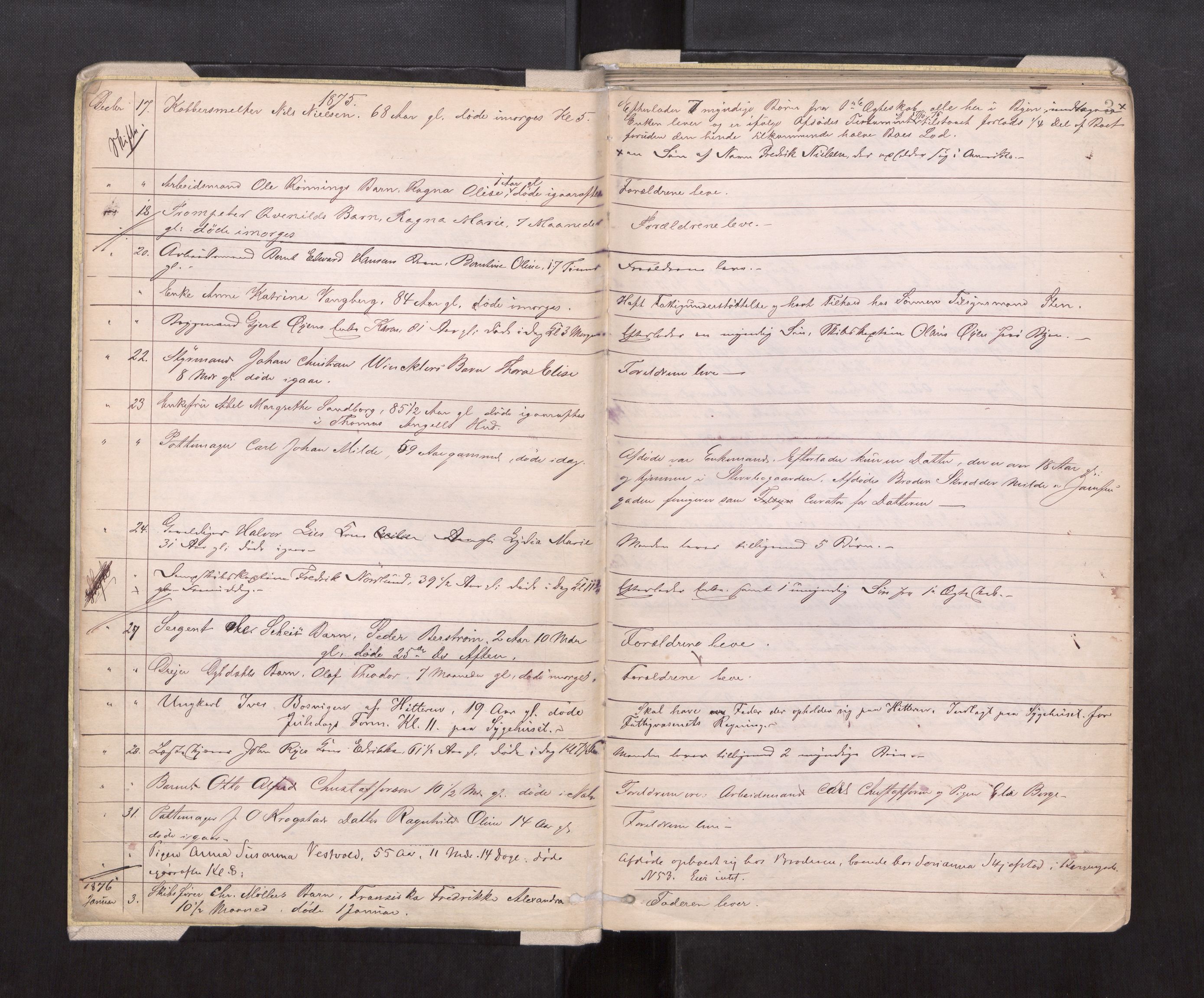 Trondheim byfogd, AV/SAT-A-0003/1/3/3L/L0002: Dødsanmeldelsesprotokoll, 1875-1879, p. 3