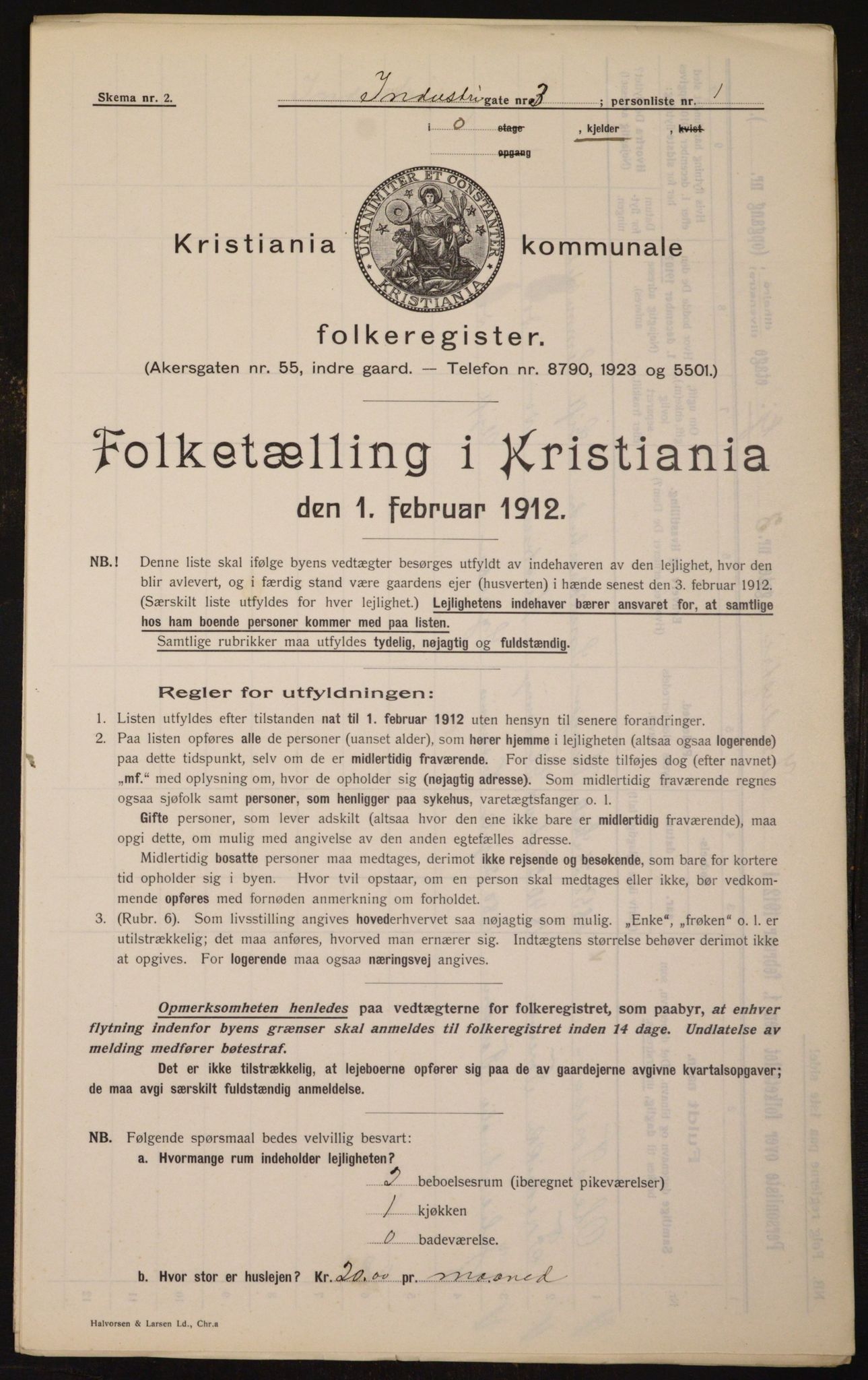 OBA, Municipal Census 1912 for Kristiania, 1912, p. 43560