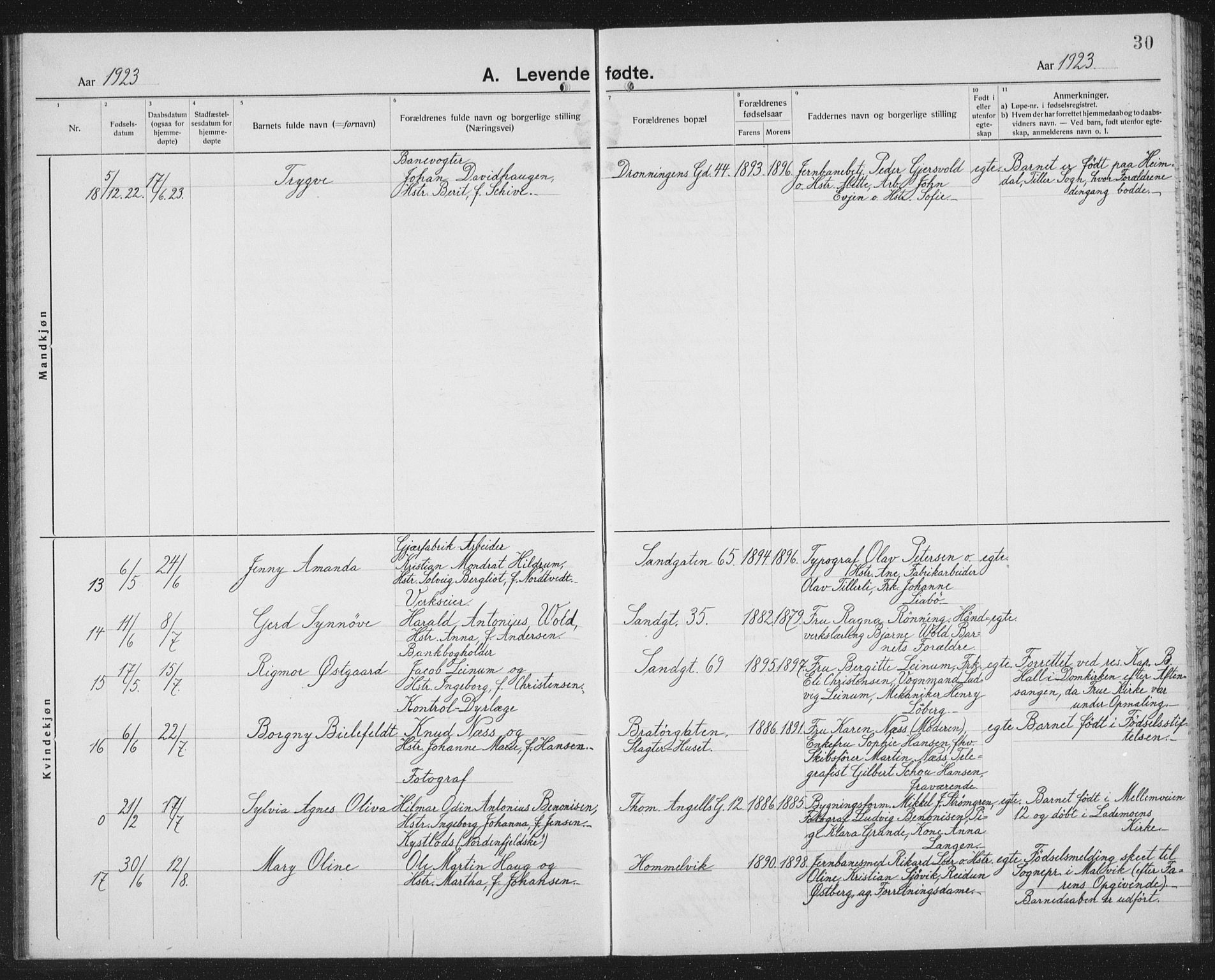 Ministerialprotokoller, klokkerbøker og fødselsregistre - Sør-Trøndelag, AV/SAT-A-1456/602/L0148: Parish register (copy) no. 602C16, 1919-1939, p. 30