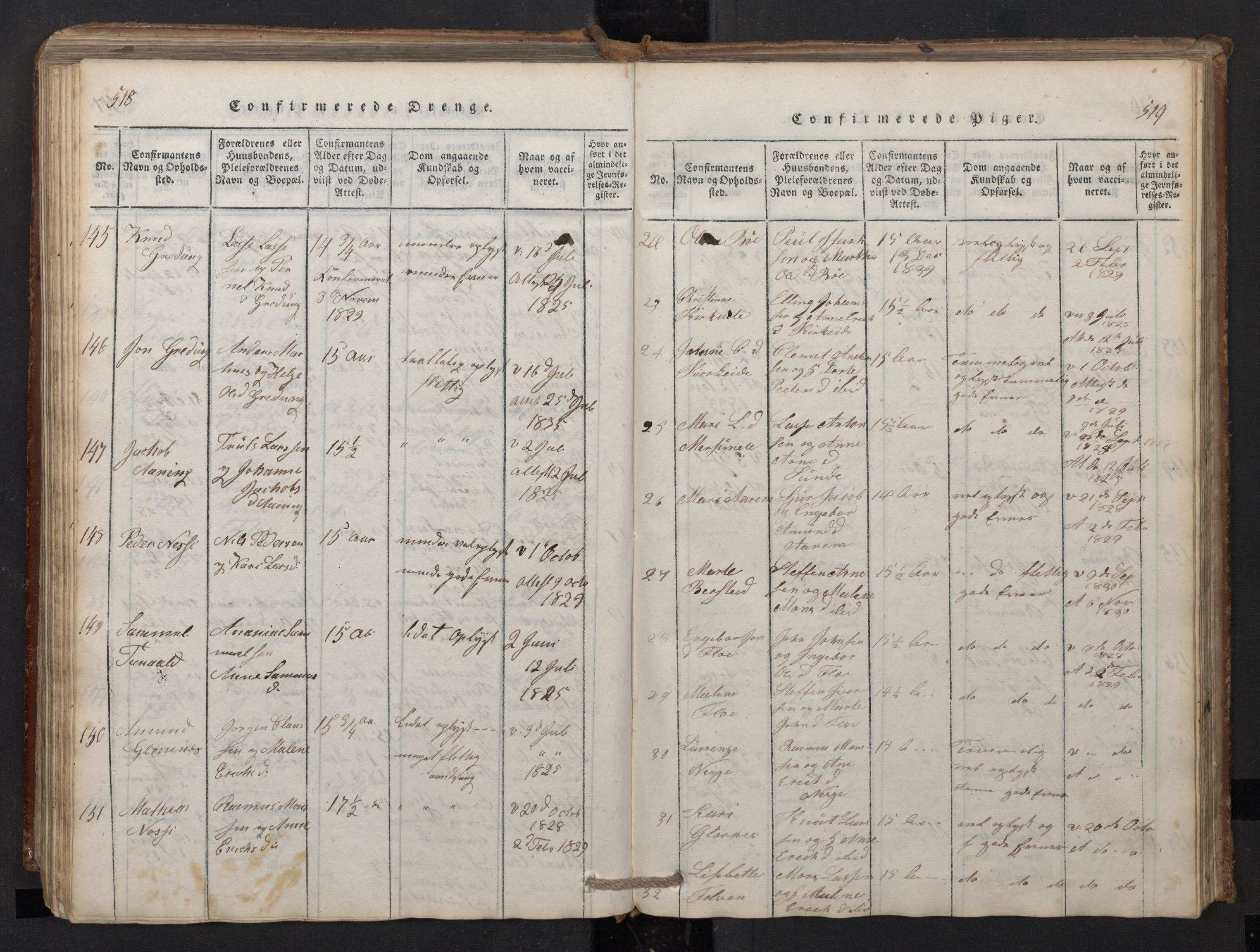 Stryn Sokneprestembete, AV/SAB-A-82501: Parish register (copy) no. A 1, 1816-1844, p. 518-519