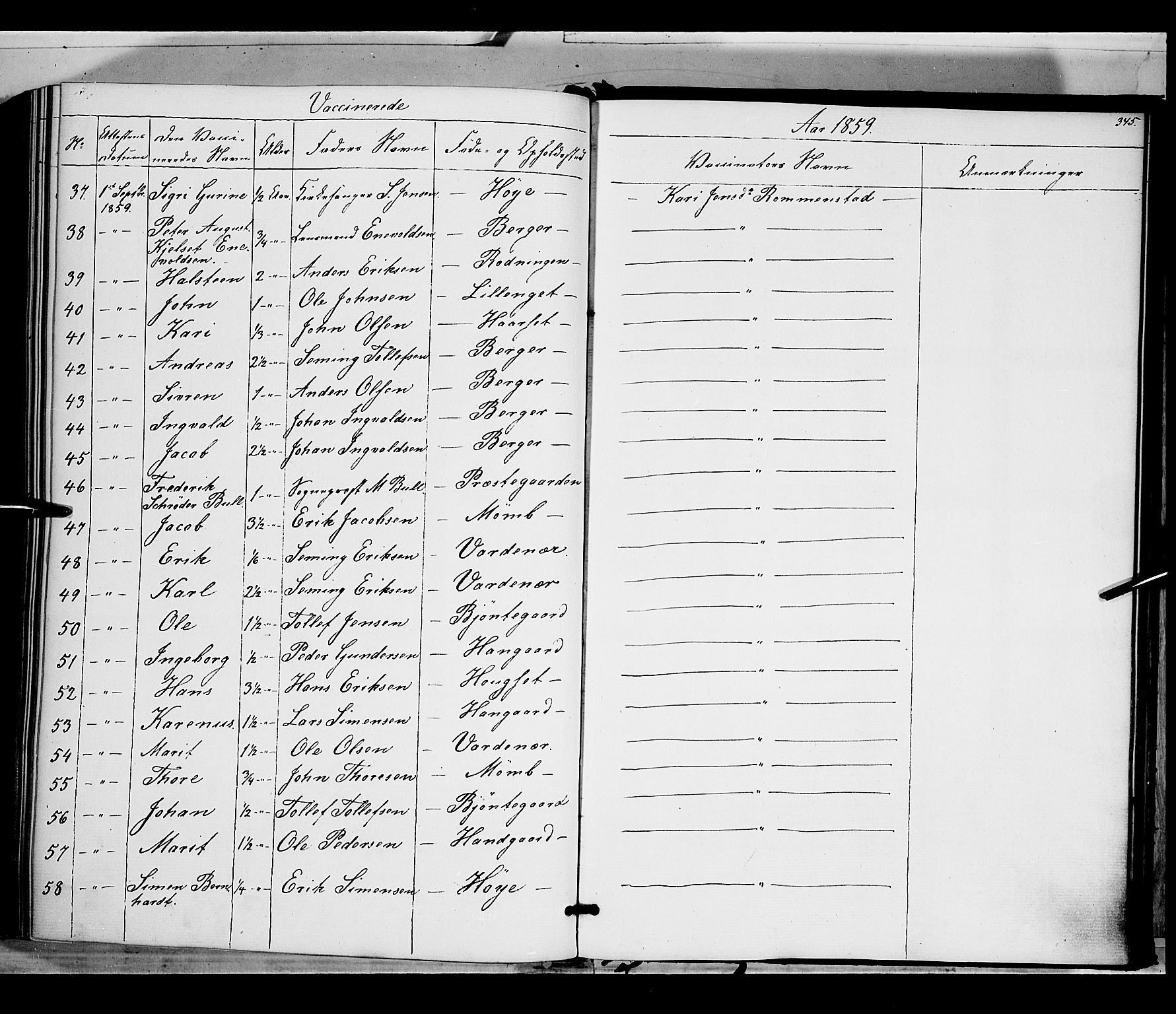 Rendalen prestekontor, AV/SAH-PREST-054/H/Ha/Haa/L0005: Parish register (official) no. 5, 1853-1866, p. 345