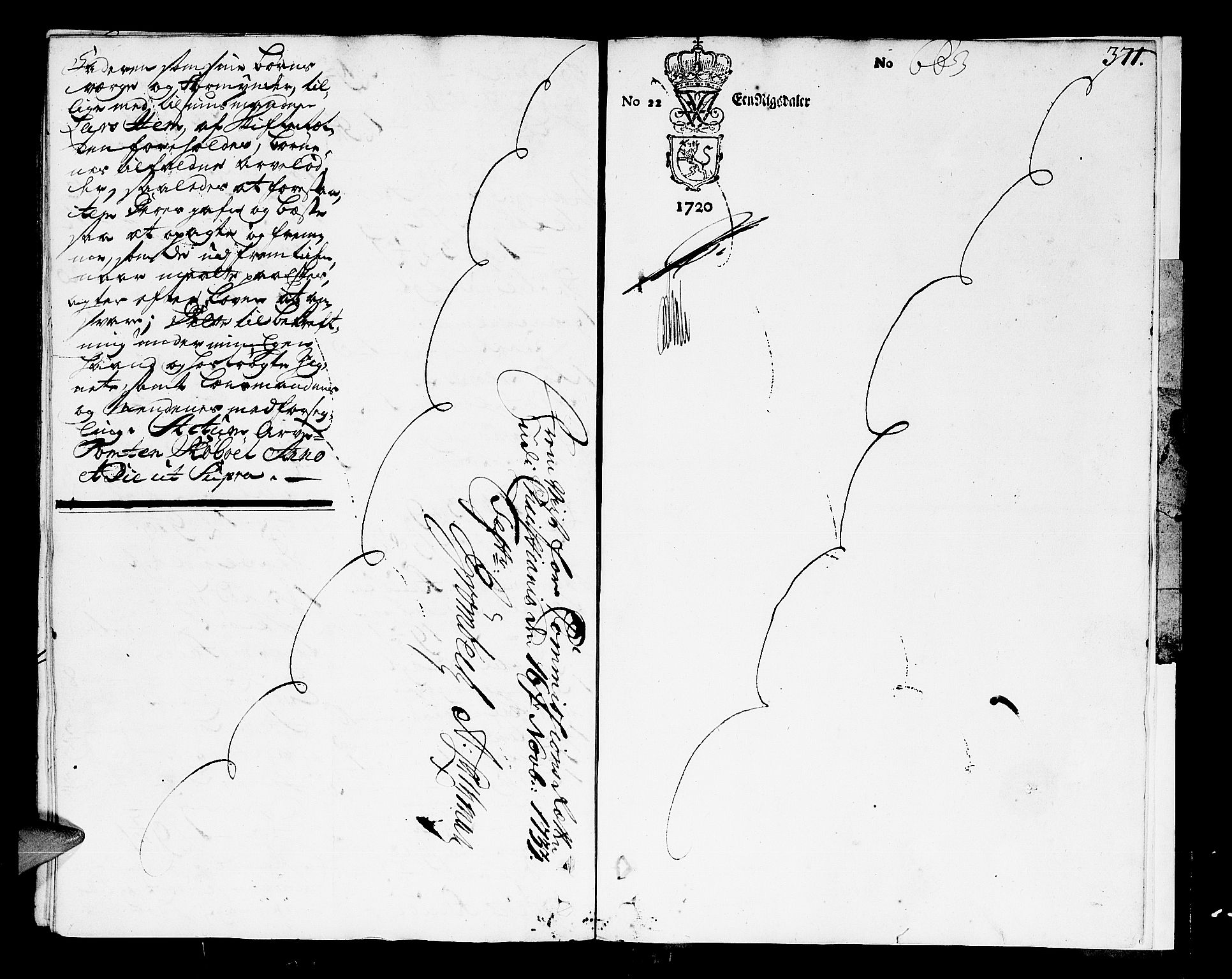 Larvik sorenskriveri, AV/SAKO-A-83/H/Hd/Hda/L0007a: Skifteprotokoll, 1720-1729, p. 370b-371a