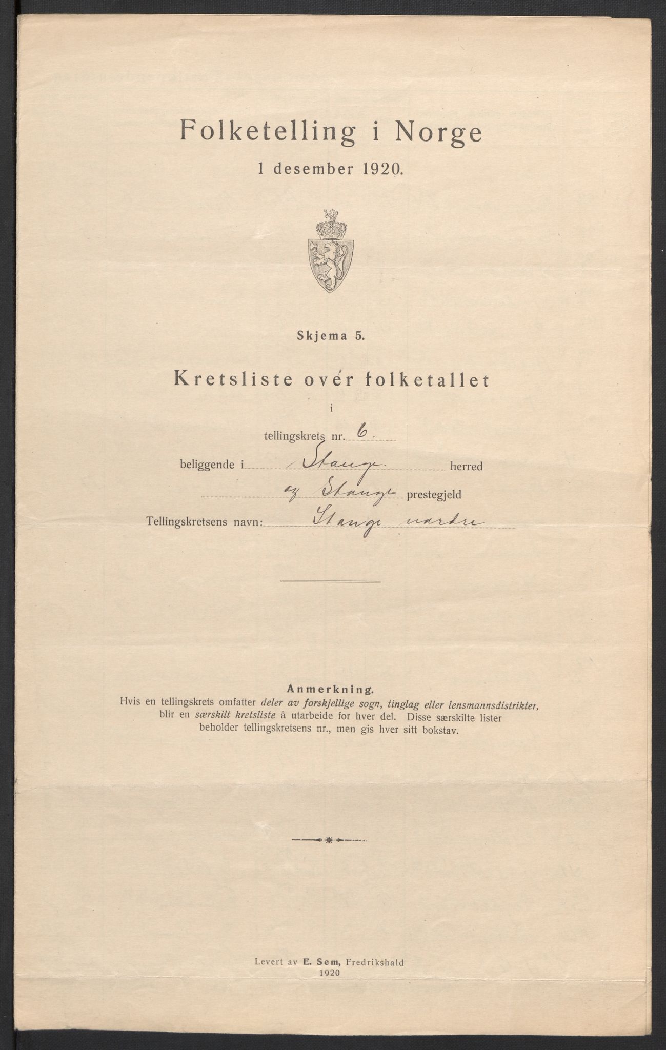 SAH, 1920 census for Stange, 1920, p. 28