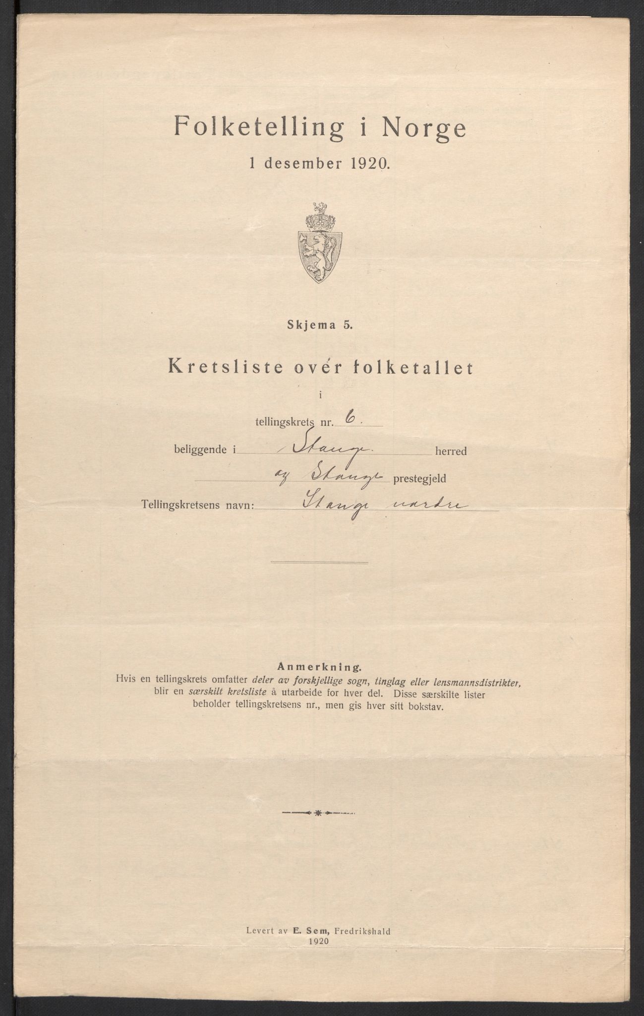 SAH, 1920 census for Stange, 1920, p. 28