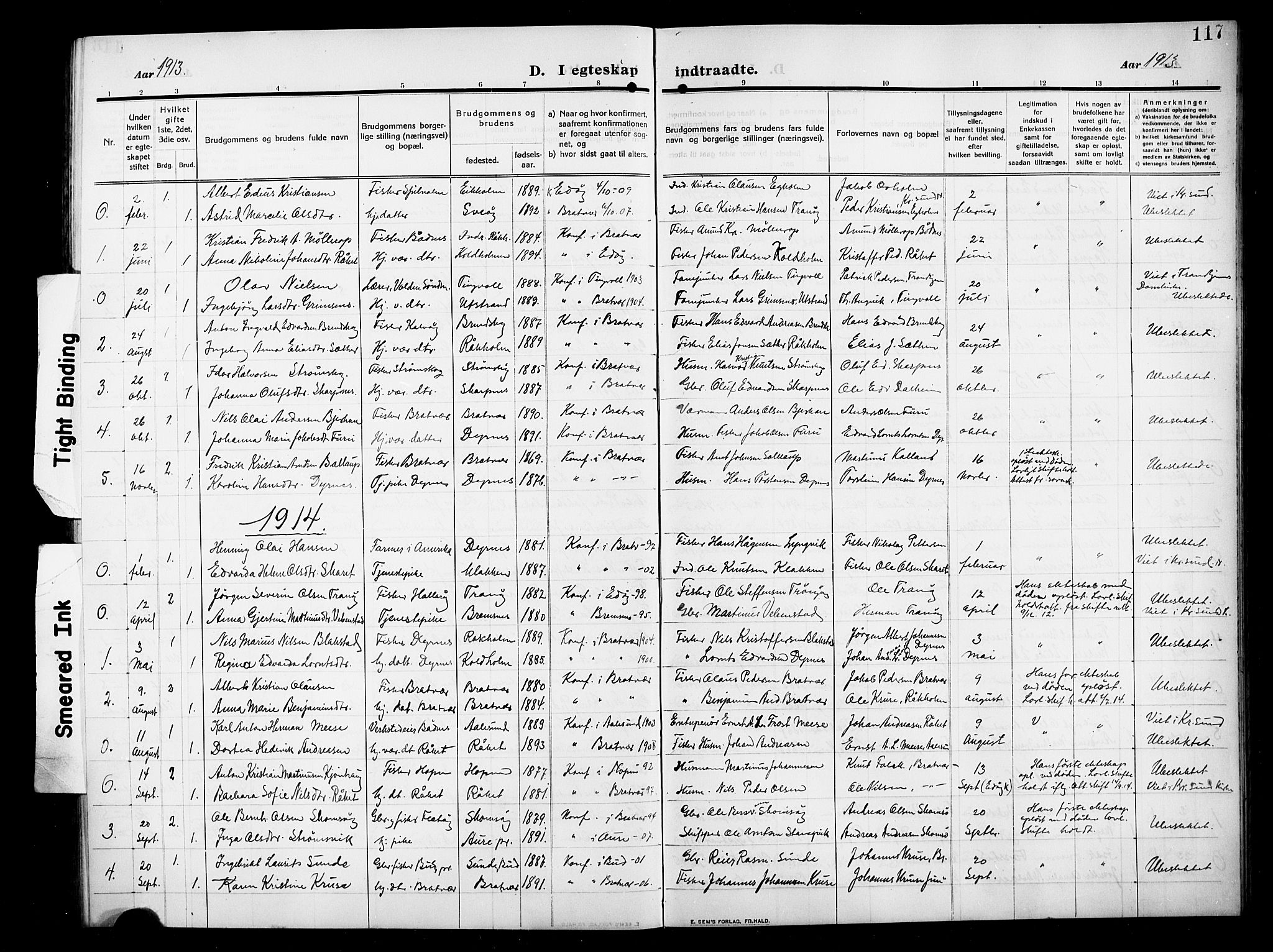 Ministerialprotokoller, klokkerbøker og fødselsregistre - Møre og Romsdal, SAT/A-1454/582/L0949: Parish register (copy) no. 582C01, 1909-1925, p. 117