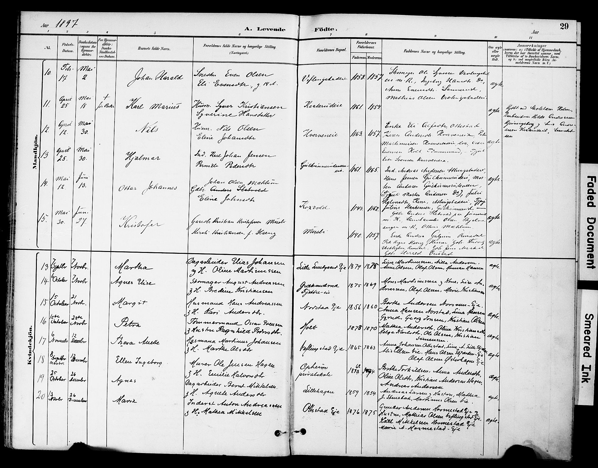 Stange prestekontor, AV/SAH-PREST-002/K/L0021: Parish register (official) no. 21, 1891-1902, p. 29