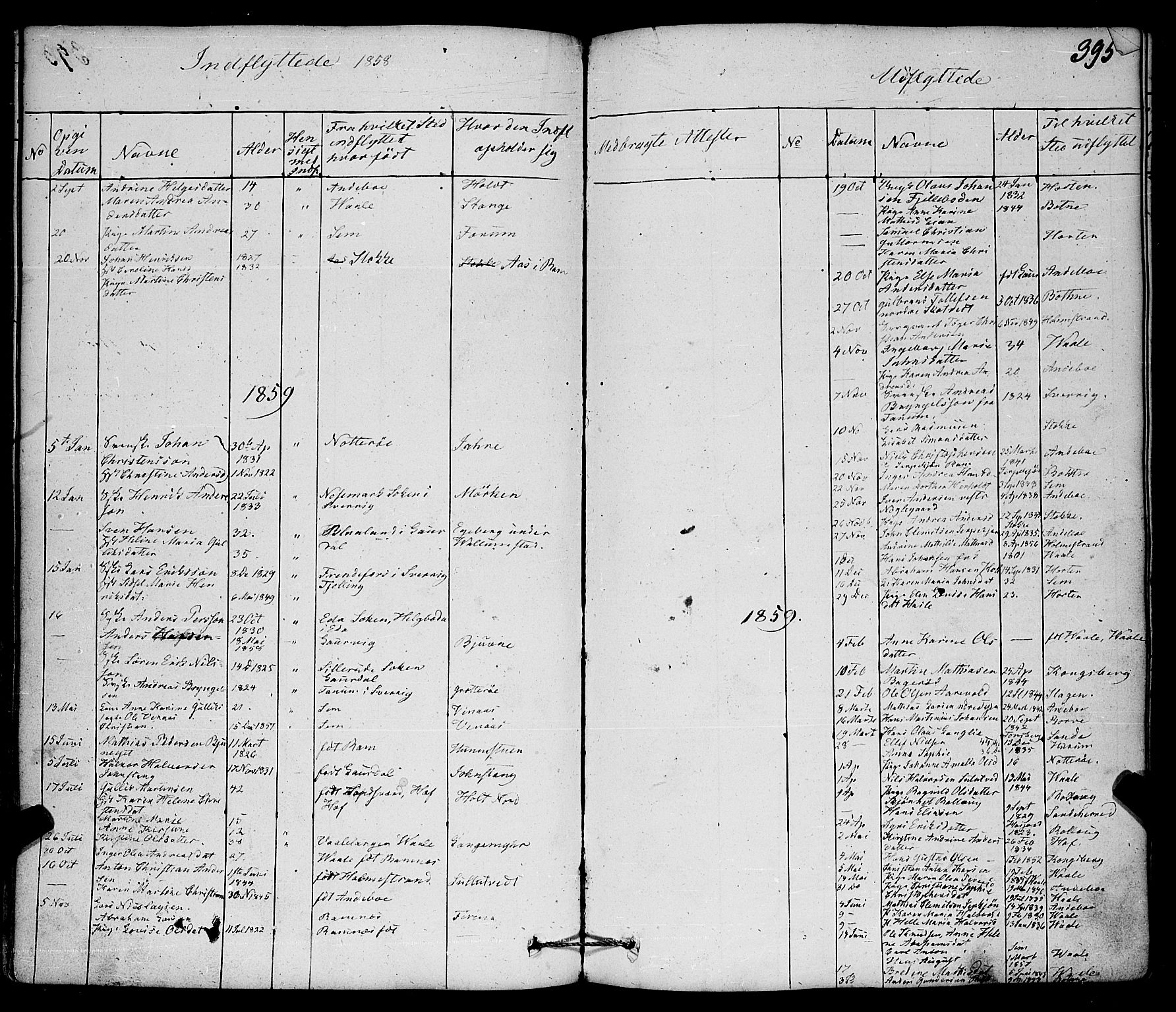 Ramnes kirkebøker, AV/SAKO-A-314/F/Fa/L0005: Parish register (official) no. I 5, 1841-1861, p. 394-395