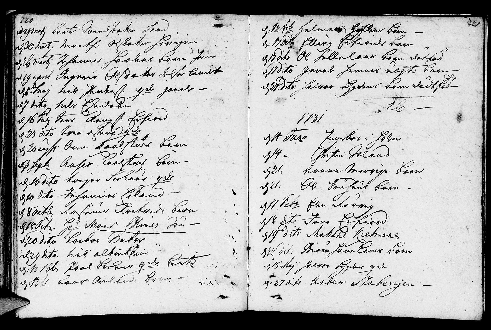 Jelsa sokneprestkontor, SAST/A-101842/01/IV: Parish register (official) no. A 1, 1695-1737, p. 220-221