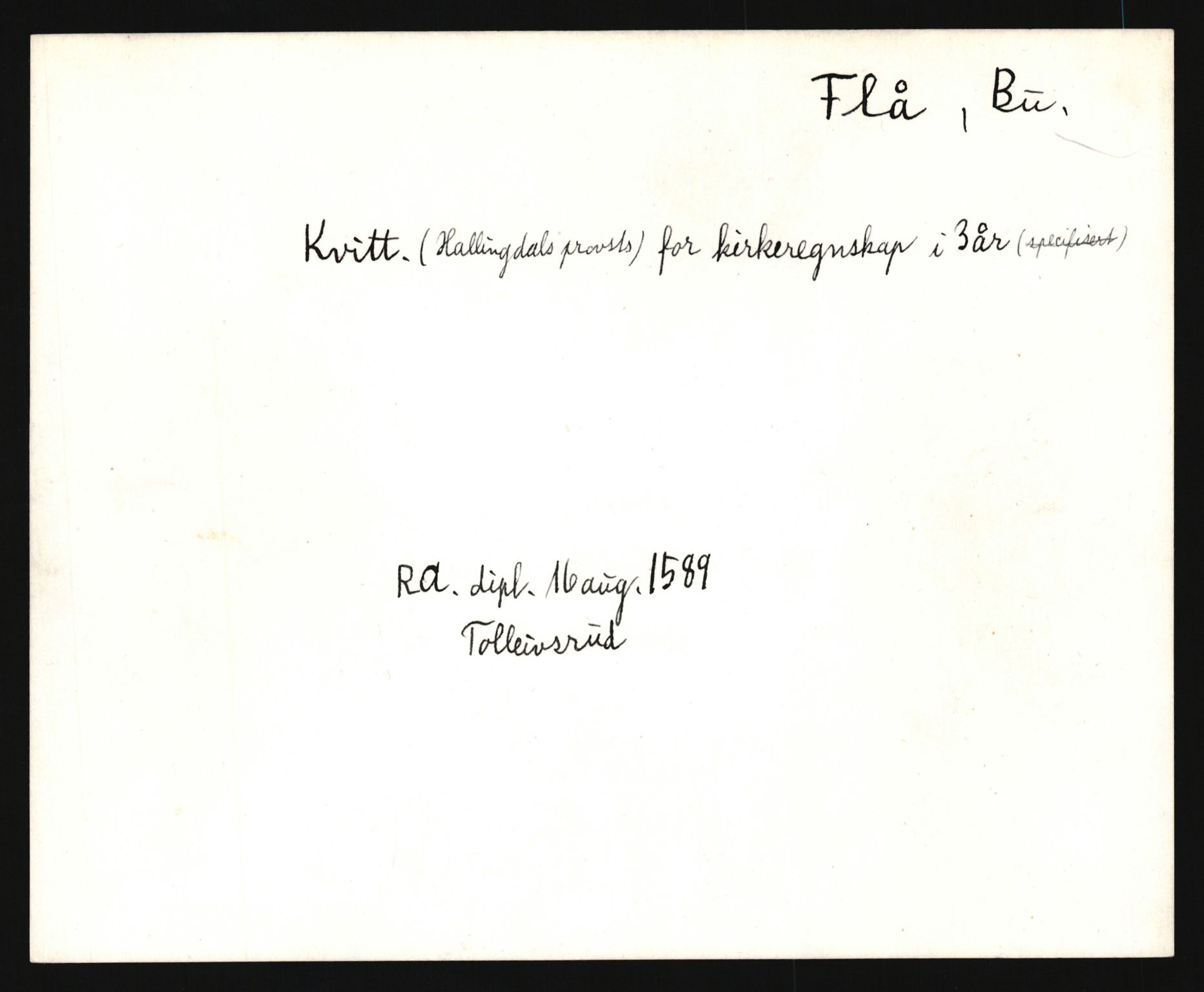 Riksarkivets diplomsamling, AV/RA-EA-5965/F35/F35e/L0012: Registreringssedler Buskerud 1, 1400-1700, p. 279