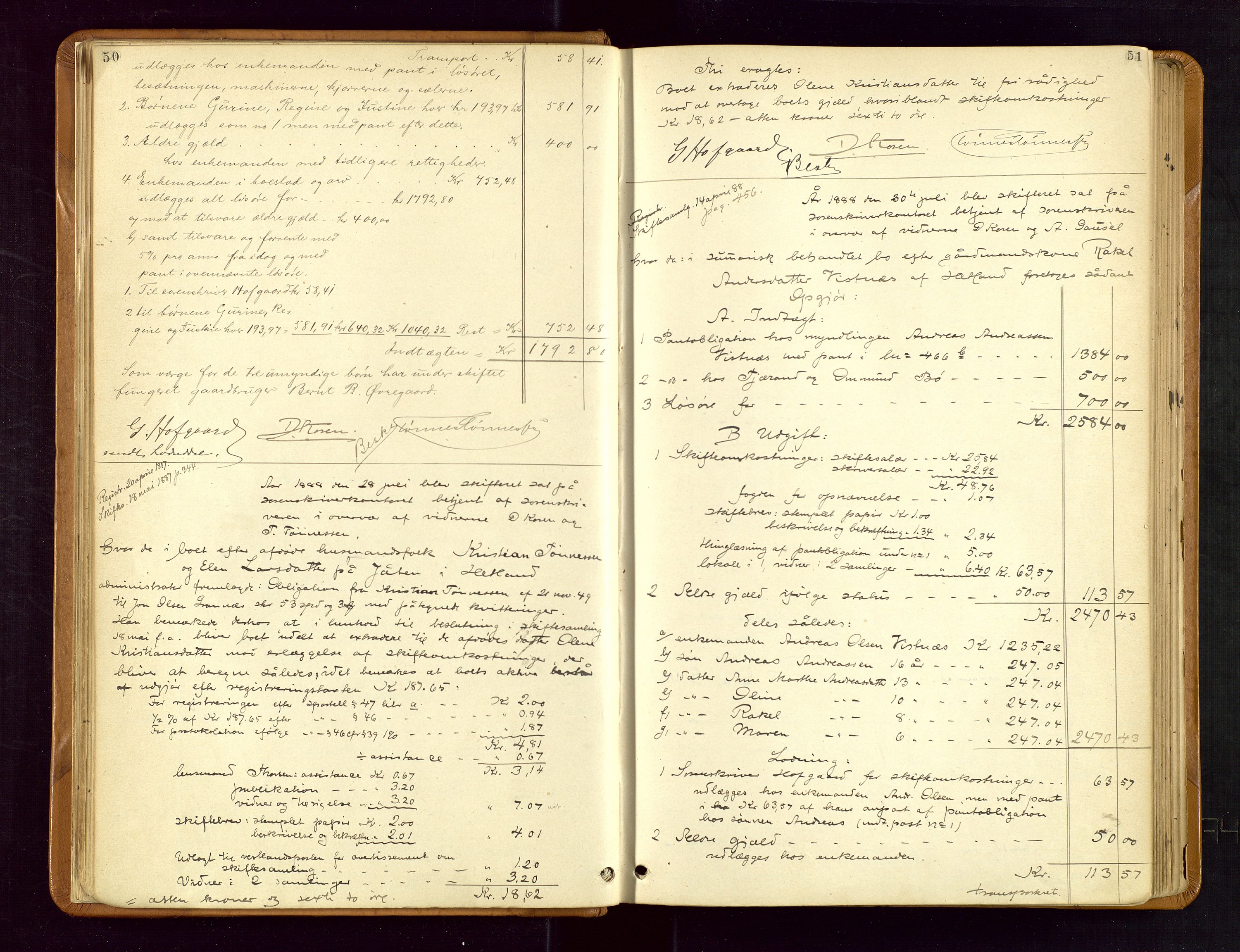 Jæren sorenskriveri, AV/SAST-A-100310/01/5/50/50BB/L0004: SKIFTEUTLODNINGSPROTOKOLL, 1887-1893, p. 50-51