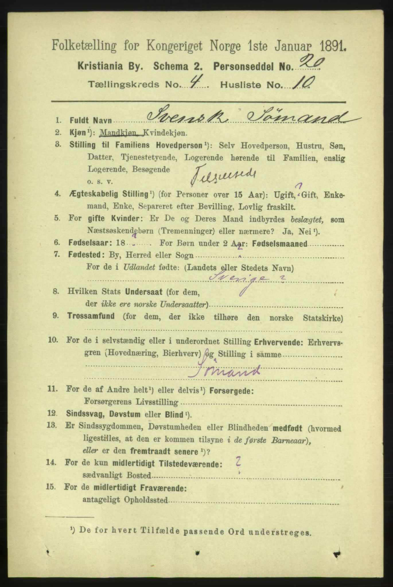 RA, 1891 census for 0301 Kristiania, 1891, p. 2236