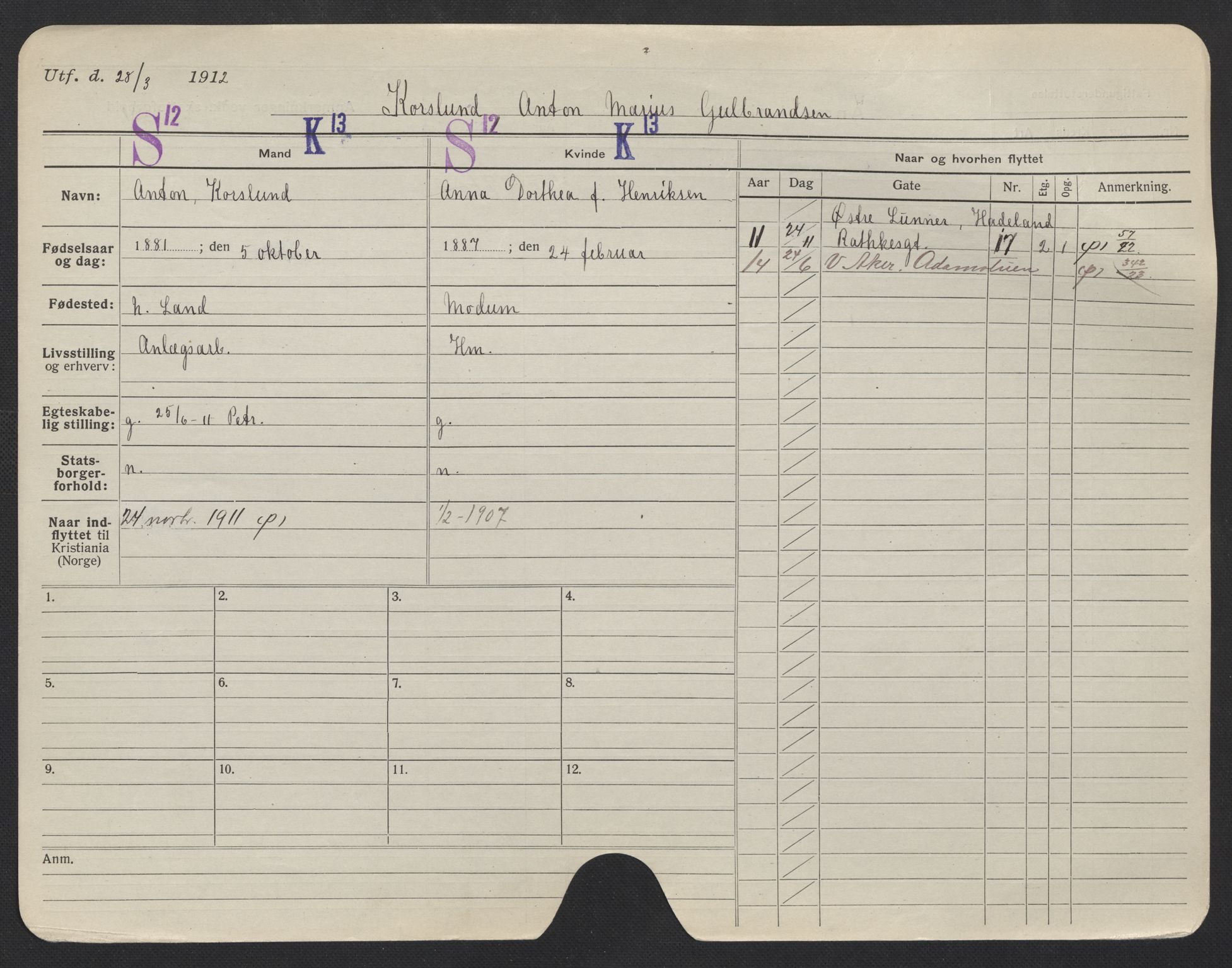 Oslo folkeregister, Registerkort, AV/SAO-A-11715/F/Fa/Fac/L0006: Menn, 1906-1914, p. 502a