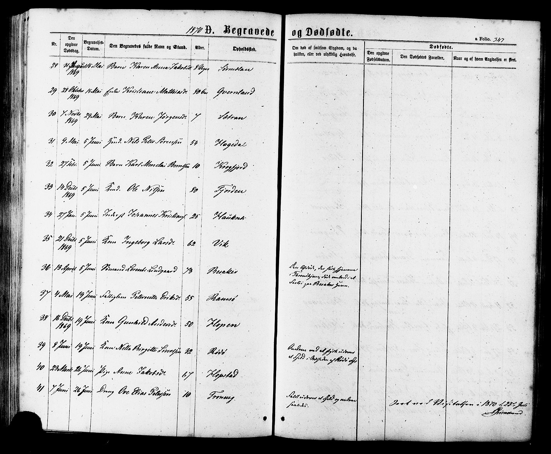 Ministerialprotokoller, klokkerbøker og fødselsregistre - Sør-Trøndelag, AV/SAT-A-1456/657/L0706: Parish register (official) no. 657A07, 1867-1878, p. 347