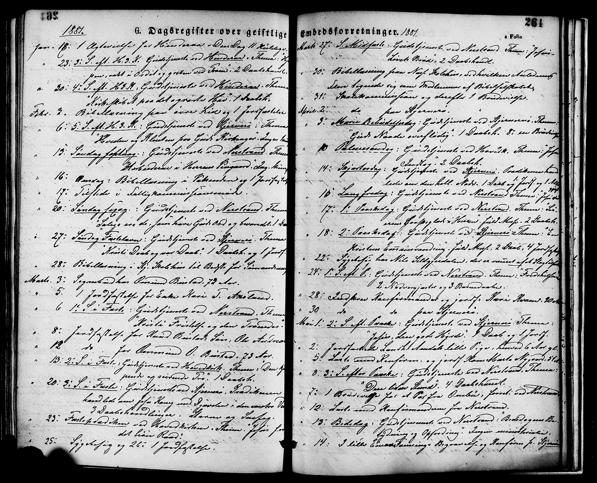 Nedstrand sokneprestkontor, AV/SAST-A-101841/01/IV: Parish register (official) no. A 11, 1877-1887, p. 264