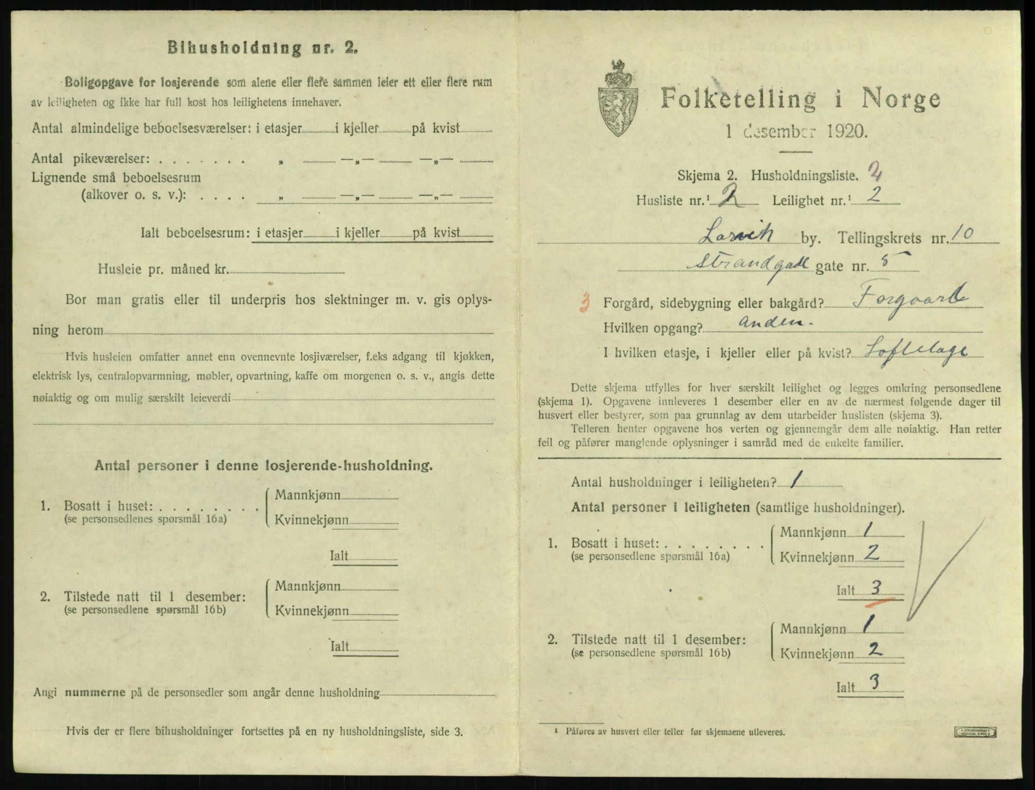 SAKO, 1920 census for Larvik, 1920, p. 7468