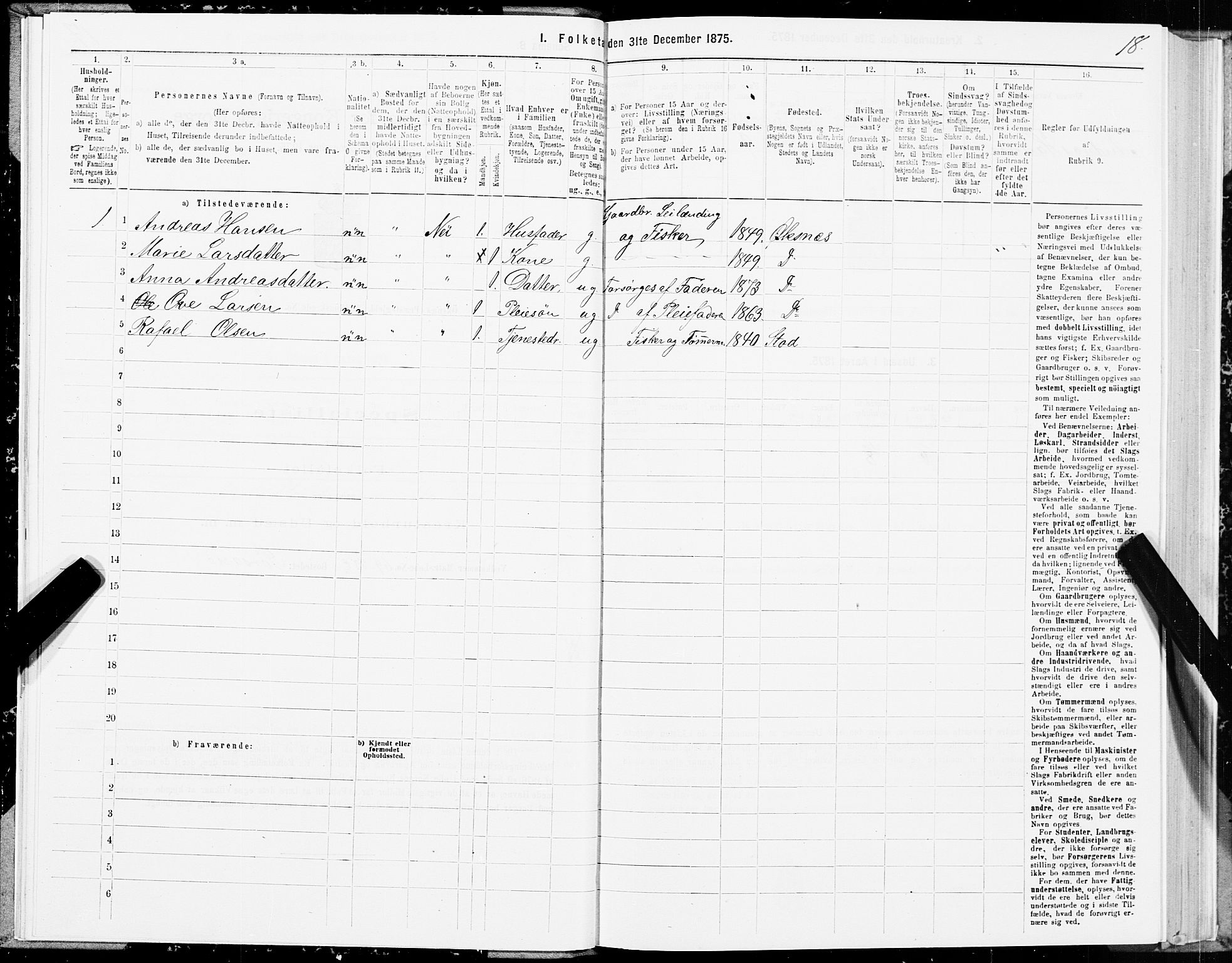 SAT, 1875 census for 1868P Øksnes, 1875, p. 1018