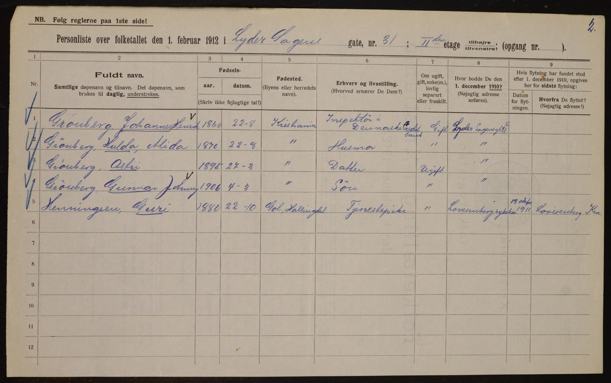 OBA, Municipal Census 1912 for Kristiania, 1912, p. 58930