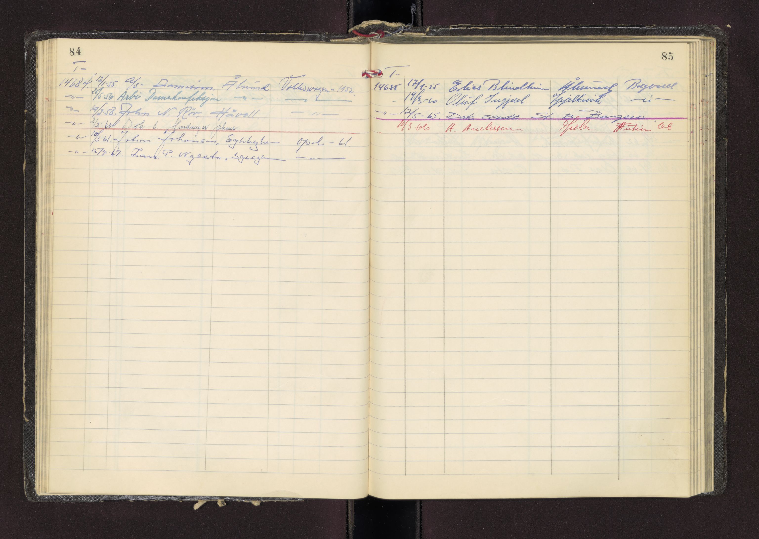 Møre og Romsdal vegkontor - Ålesund trafikkstasjon, AV/SAT-A-4099/F/Fc/L0013: Bilregister; T 14601 - T 14999, 1950-1970