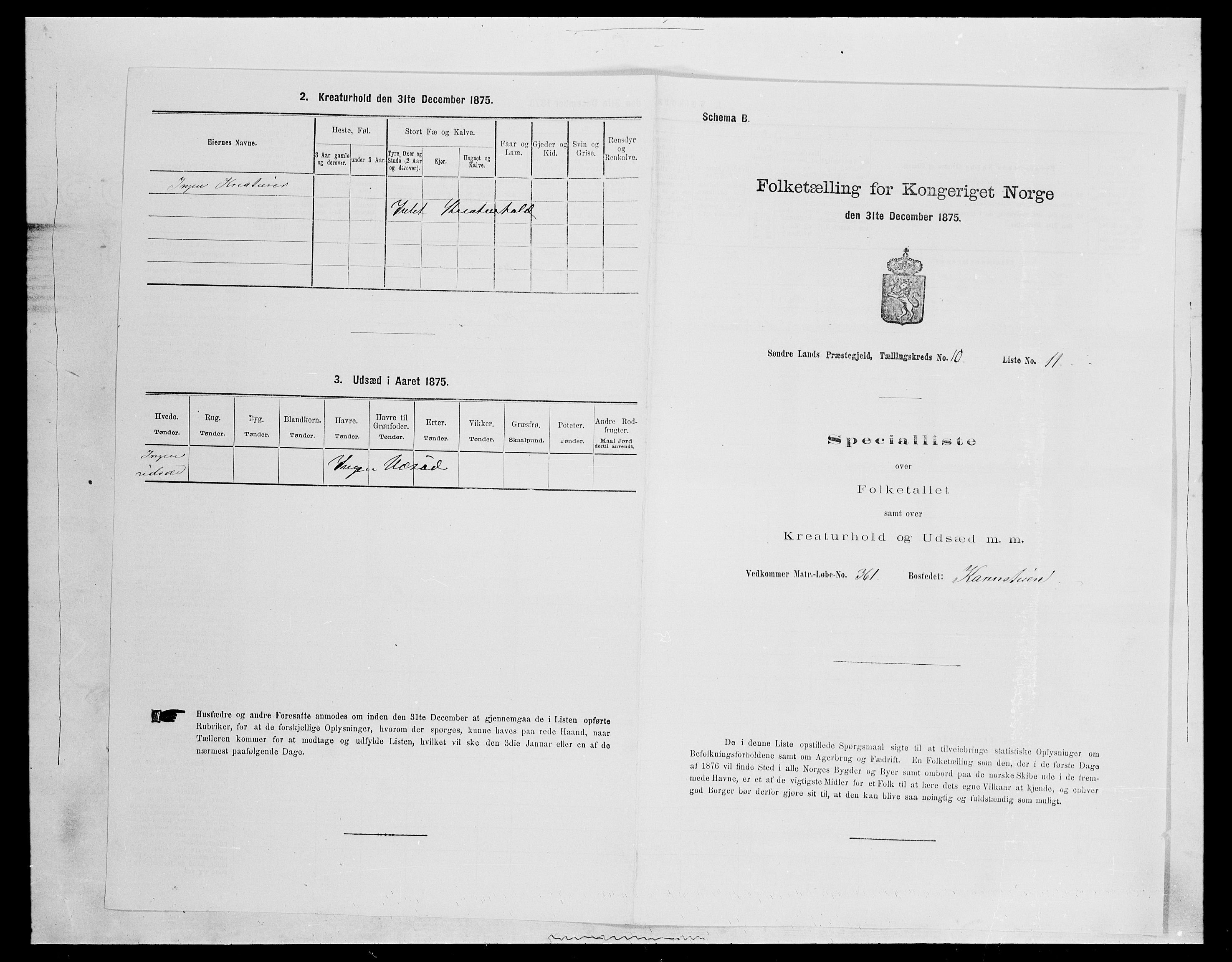 SAH, 1875 census for 0536P Søndre Land, 1875, p. 1479