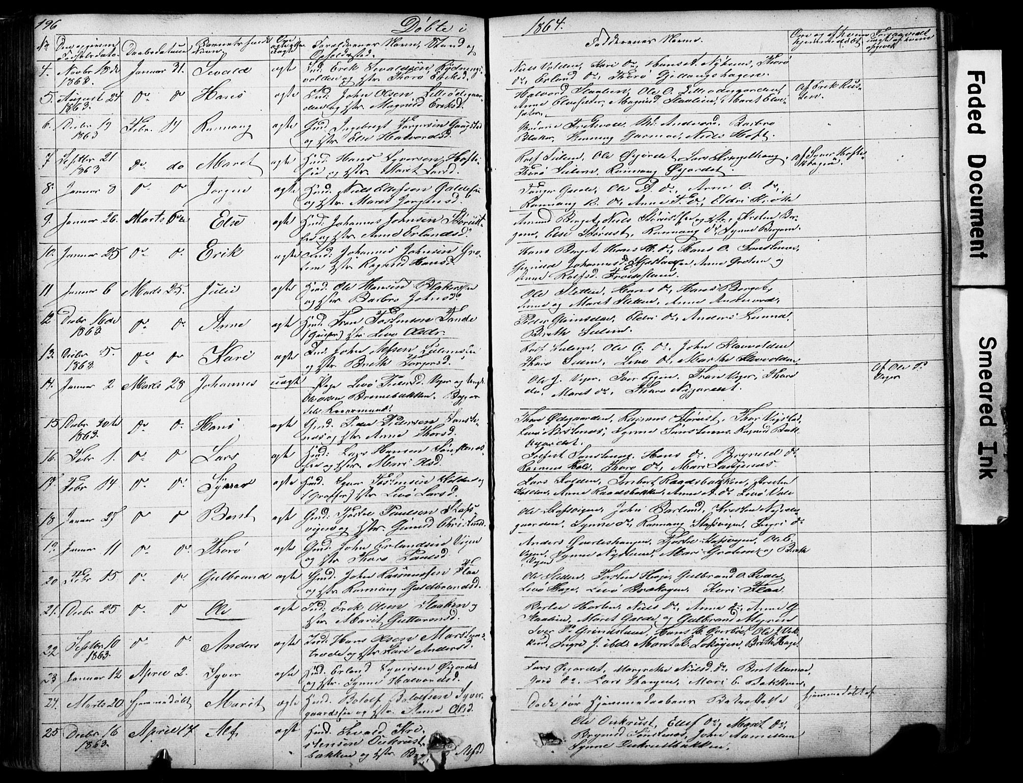 Lom prestekontor, SAH/PREST-070/L/L0012: Parish register (copy) no. 12, 1845-1873, p. 196-197
