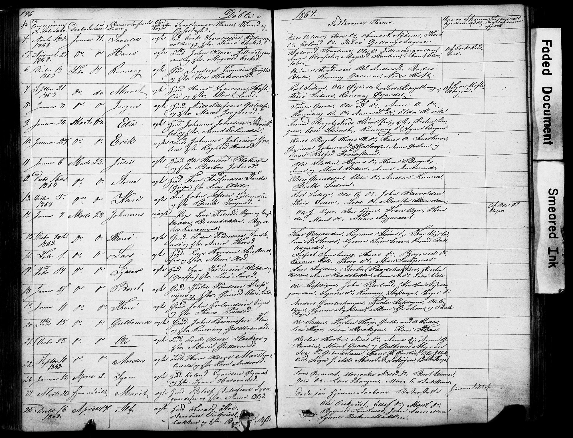 Lom prestekontor, AV/SAH-PREST-070/L/L0012: Parish register (copy) no. 12, 1845-1873, p. 196-197