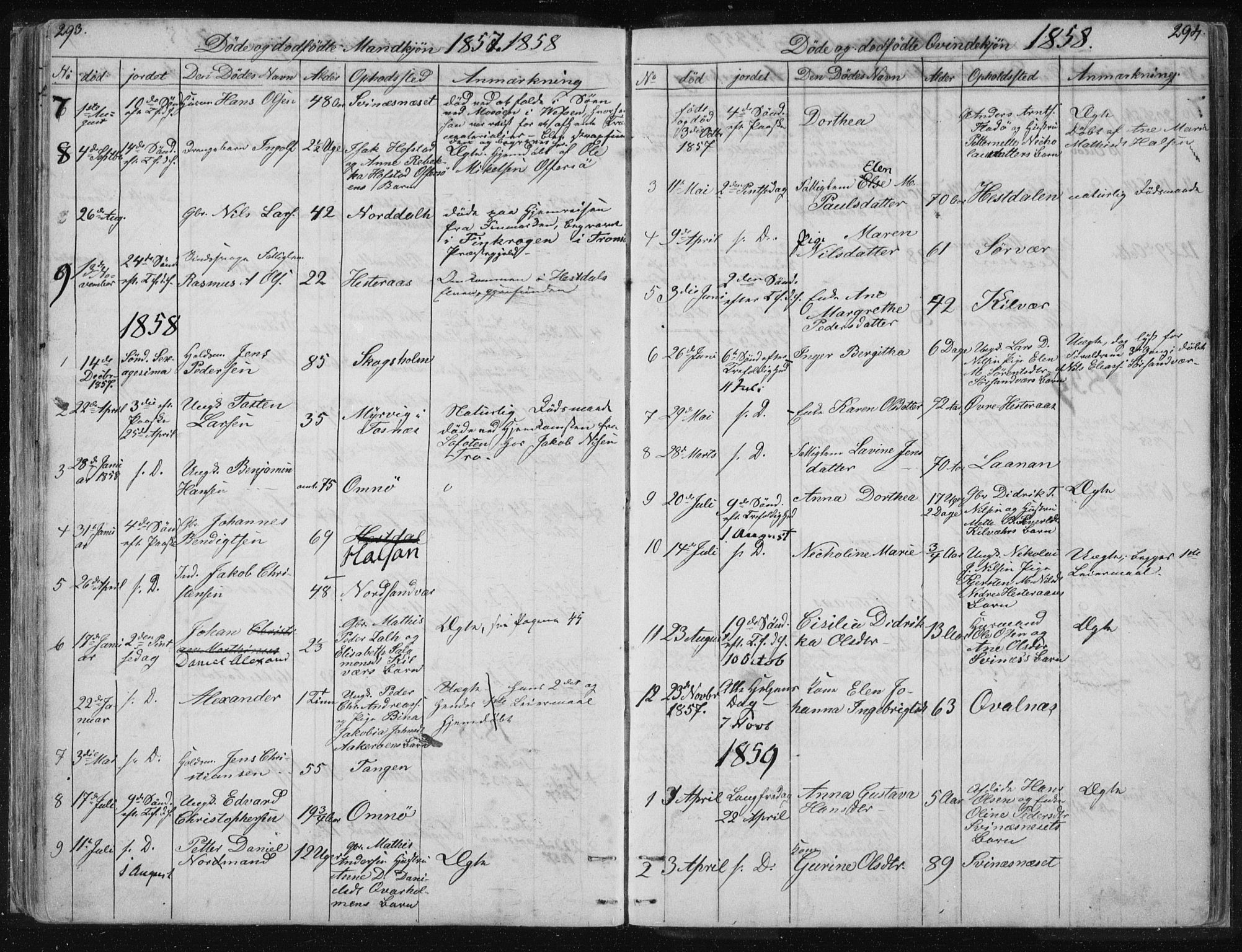 Ministerialprotokoller, klokkerbøker og fødselsregistre - Nordland, AV/SAT-A-1459/817/L0266: Parish register (copy) no. 817C01, 1841-1869, p. 293-294