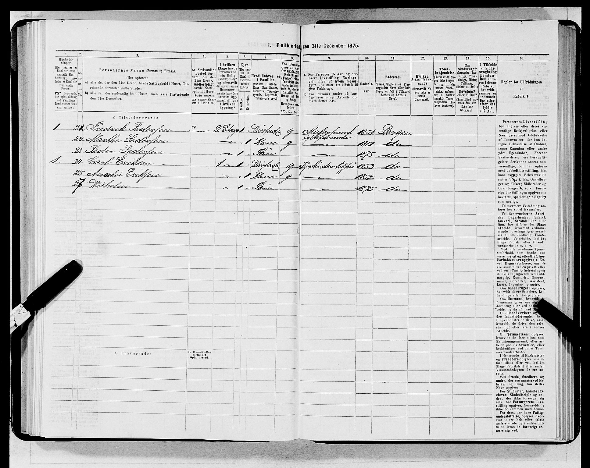 SAB, 1875 census for 1301 Bergen, 1875, p. 5055