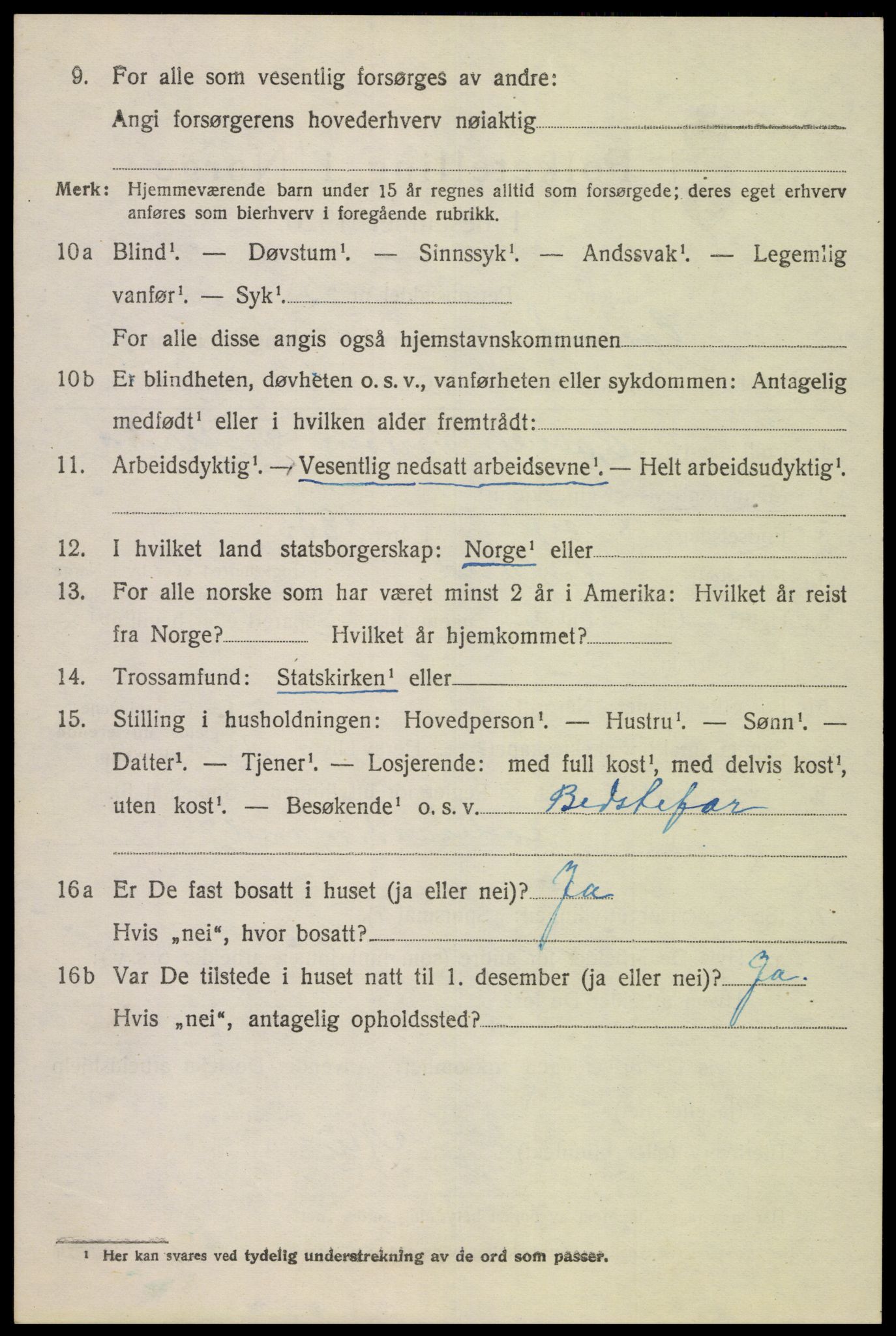 SAK, 1920 census for Gyland, 1920, p. 2181