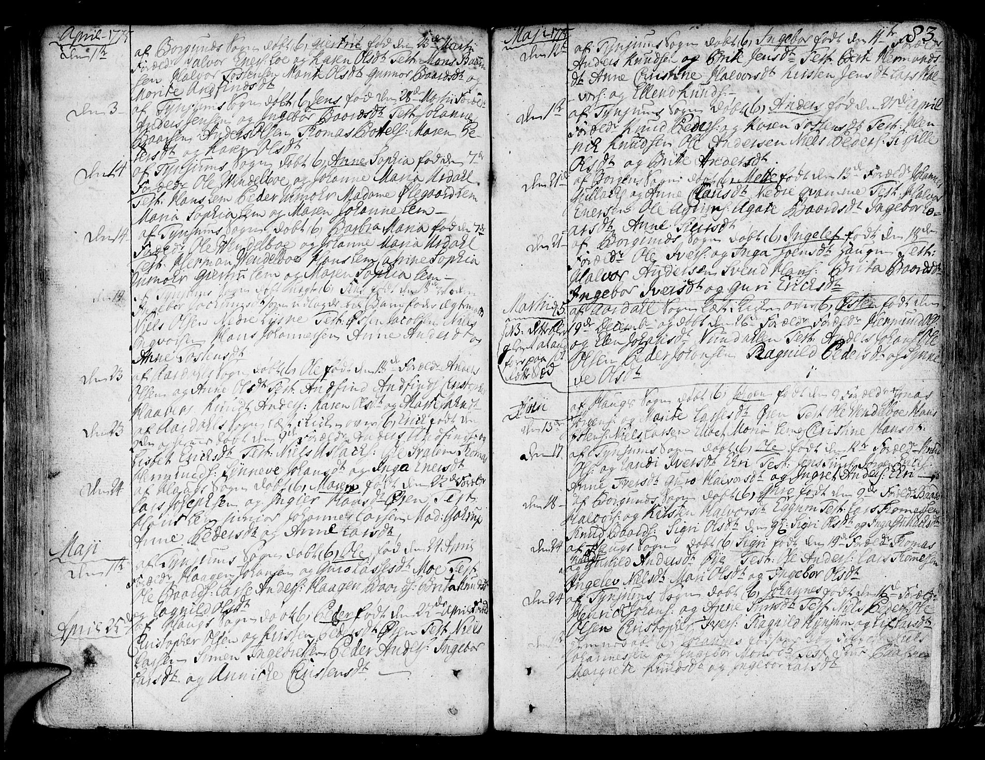 Lærdal sokneprestembete, AV/SAB-A-81201: Parish register (official) no. A 2, 1752-1782, p. 83