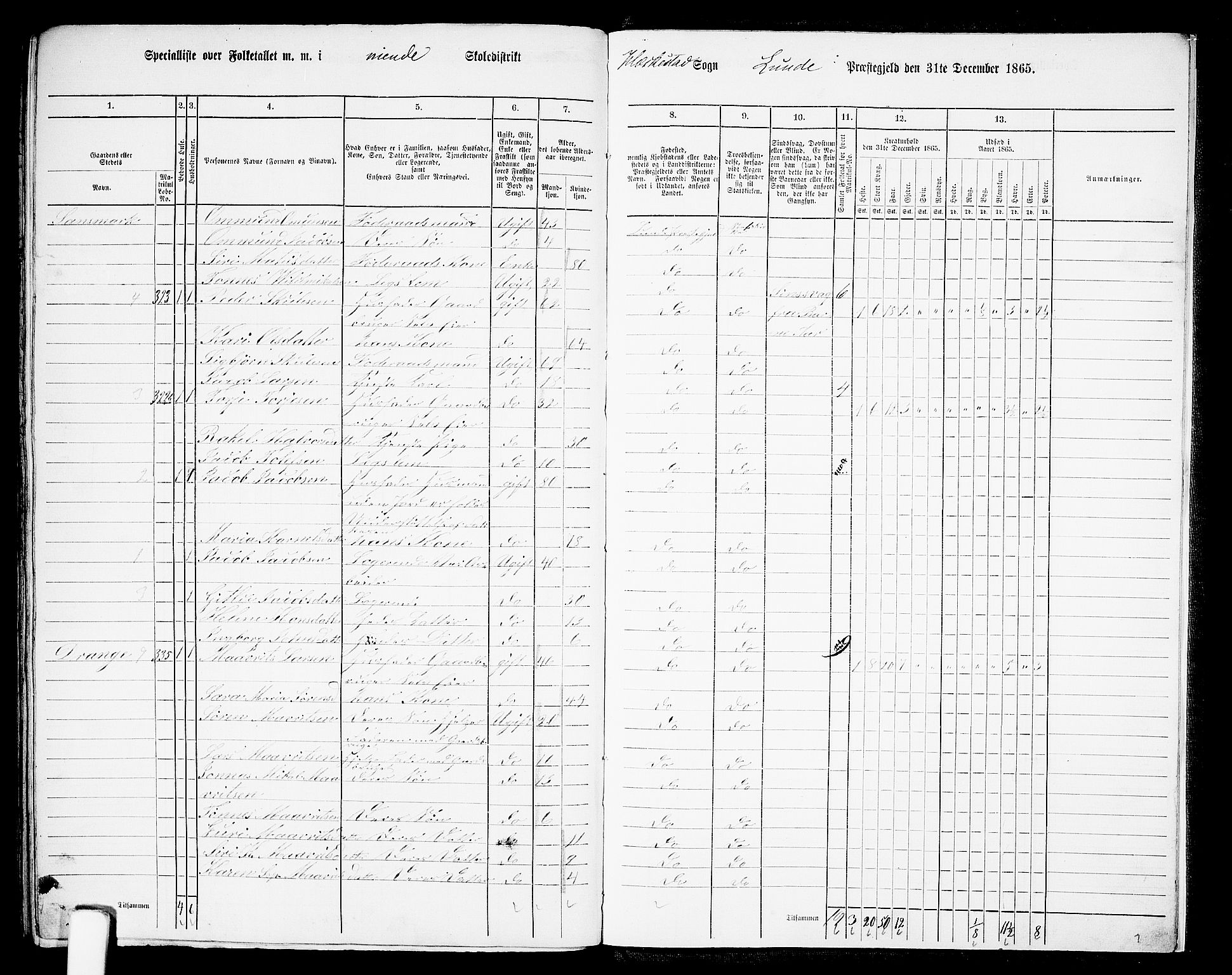 RA, 1865 census for Lund, 1865, p. 111