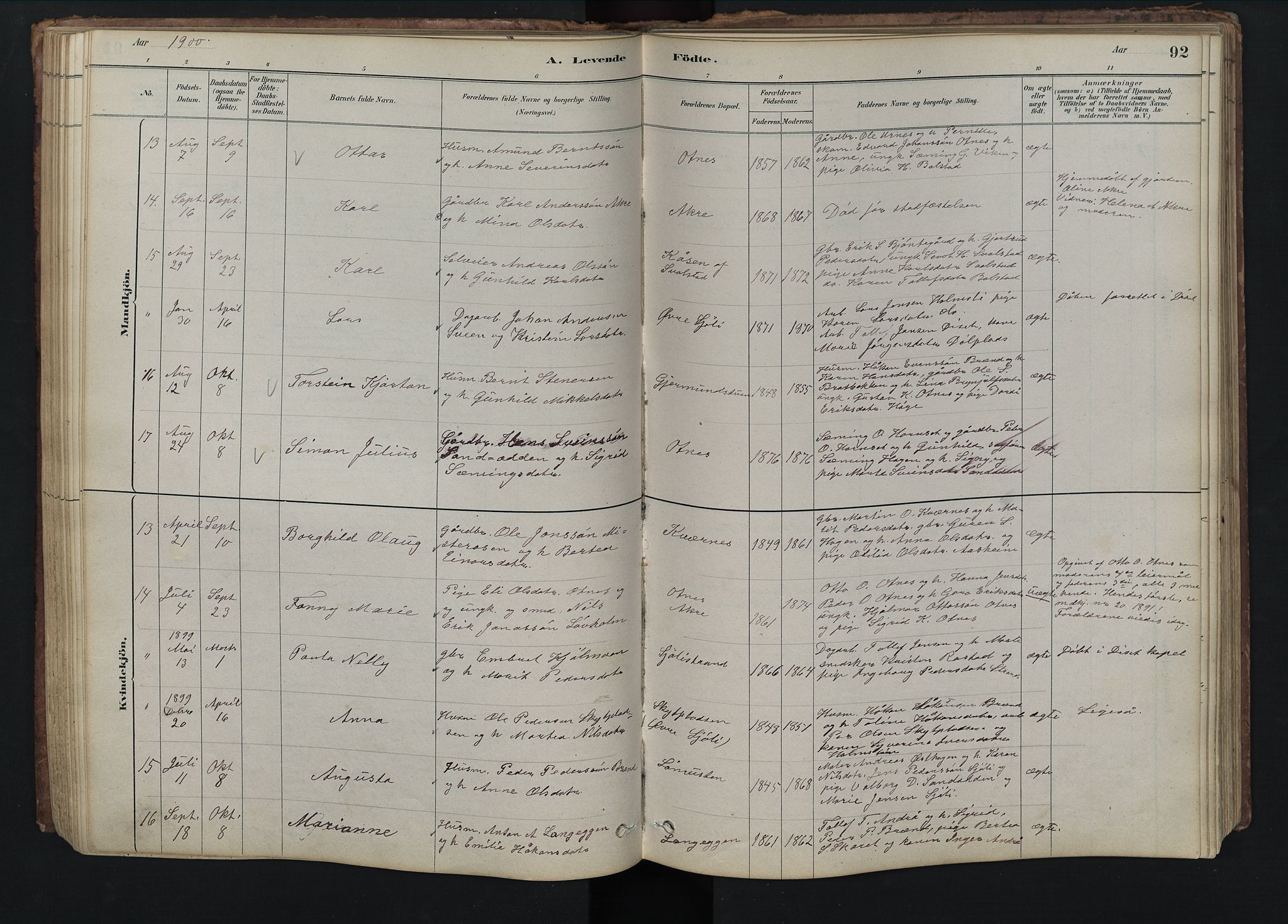 Rendalen prestekontor, SAH/PREST-054/H/Ha/Hab/L0009: Parish register (copy) no. 9, 1879-1902, p. 92