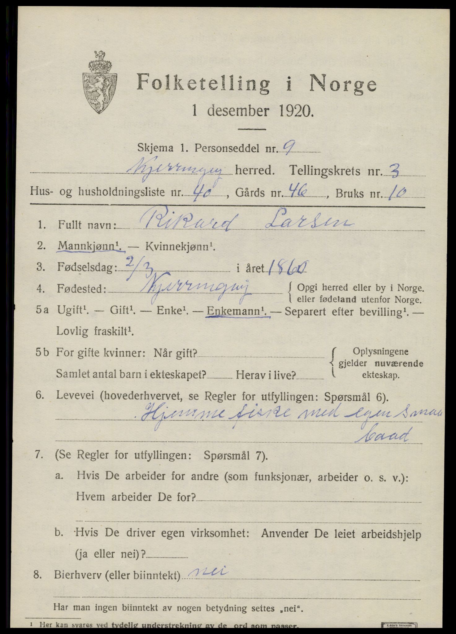 SAT, 1920 census for Kjerringøy, 1920, p. 1695