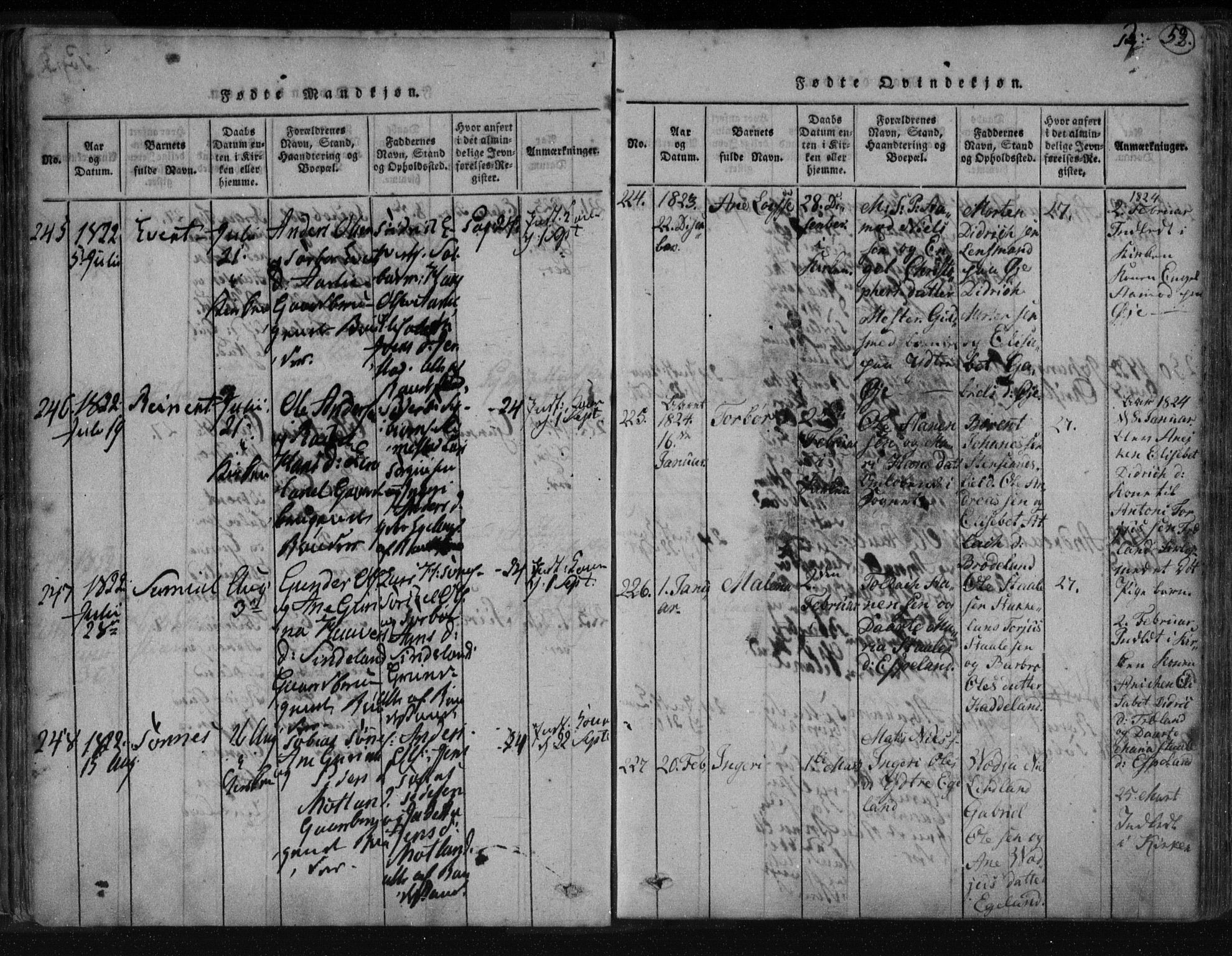 Kvinesdal sokneprestkontor, AV/SAK-1111-0026/F/Fa/Fab/L0003: Parish register (official) no. A 3, 1815-1829, p. 53