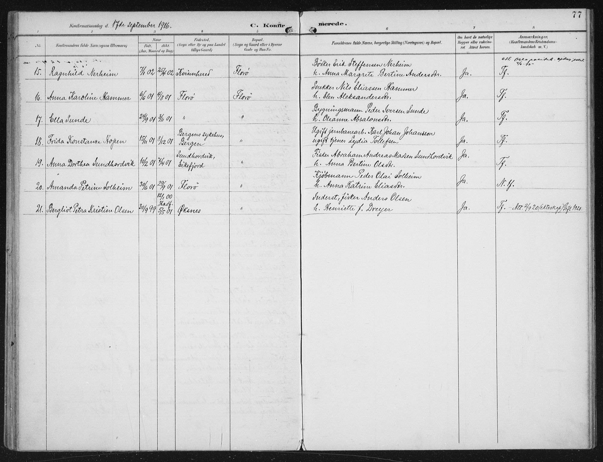 Kinn sokneprestembete, AV/SAB-A-80801/H/Haa/Haac/L0002: Parish register (official) no. C 2, 1895-1916, p. 77