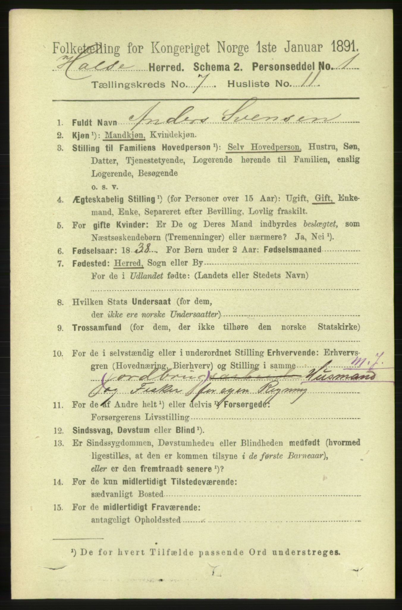 RA, 1891 census for 1571 Halsa, 1891, p. 1855