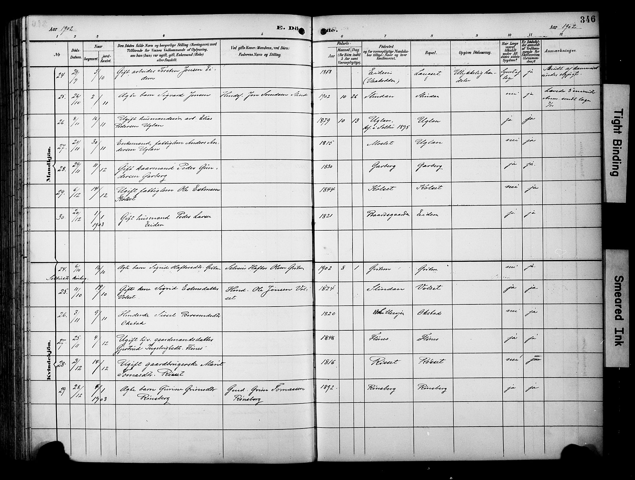 Ministerialprotokoller, klokkerbøker og fødselsregistre - Sør-Trøndelag, SAT/A-1456/695/L1149: Parish register (official) no. 695A09, 1891-1902, p. 346