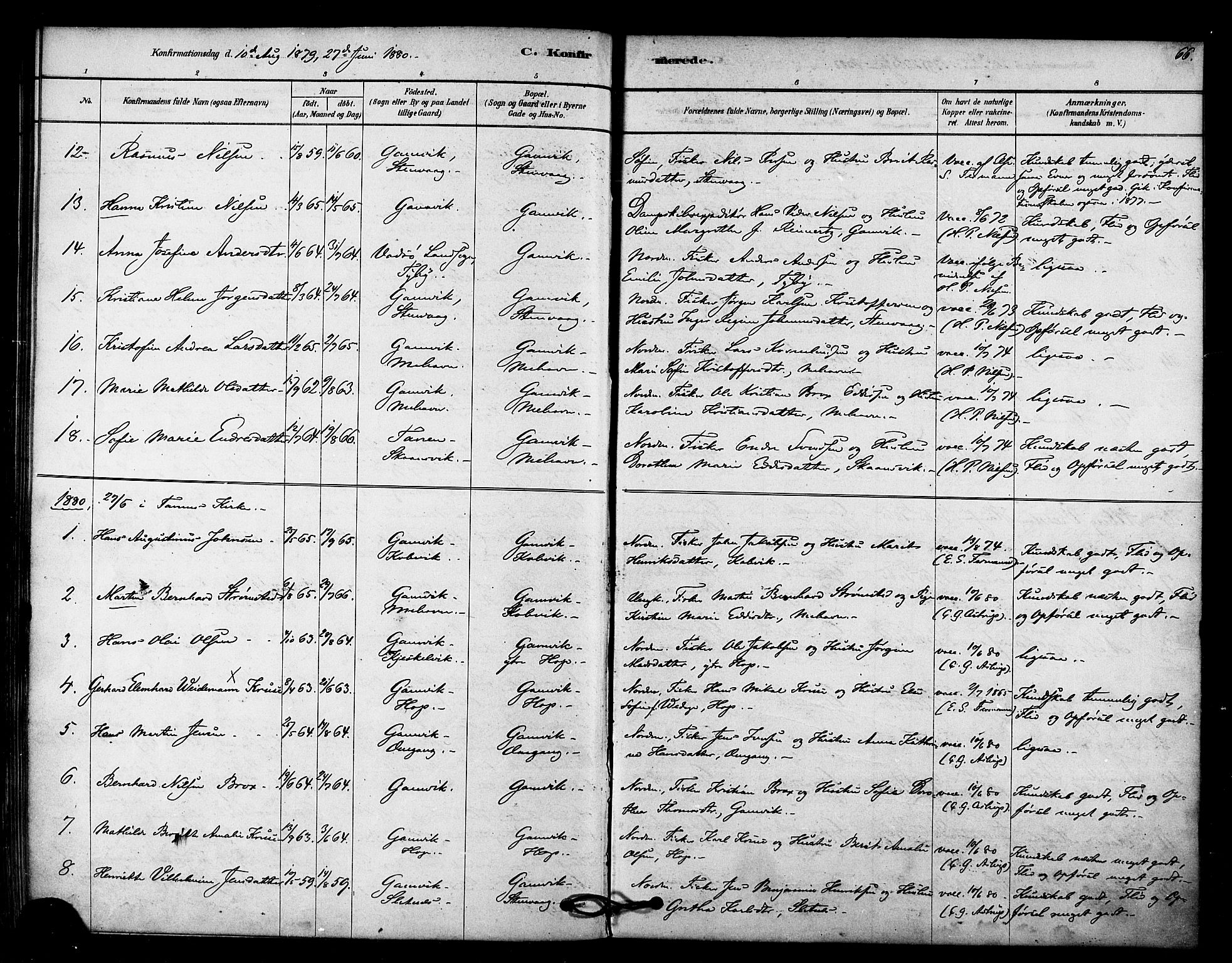 Tana sokneprestkontor, SATØ/S-1334/H/Ha/L0003kirke: Parish register (official) no. 3, 1878-1892, p. 66
